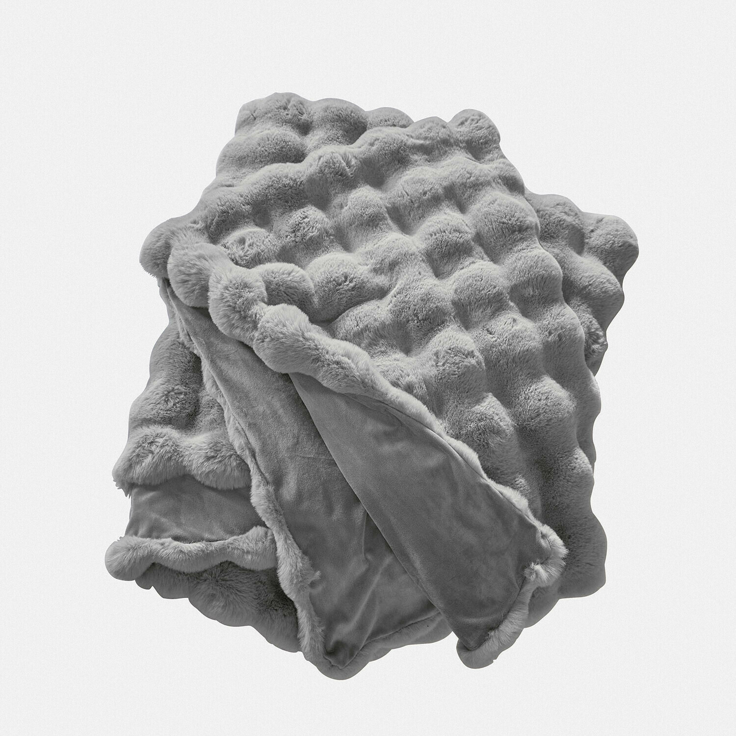 Plaid Zalina Zachte grijze deken met bontpatroon en fluwelen achterkant, perfect voor een gezellige sfeer