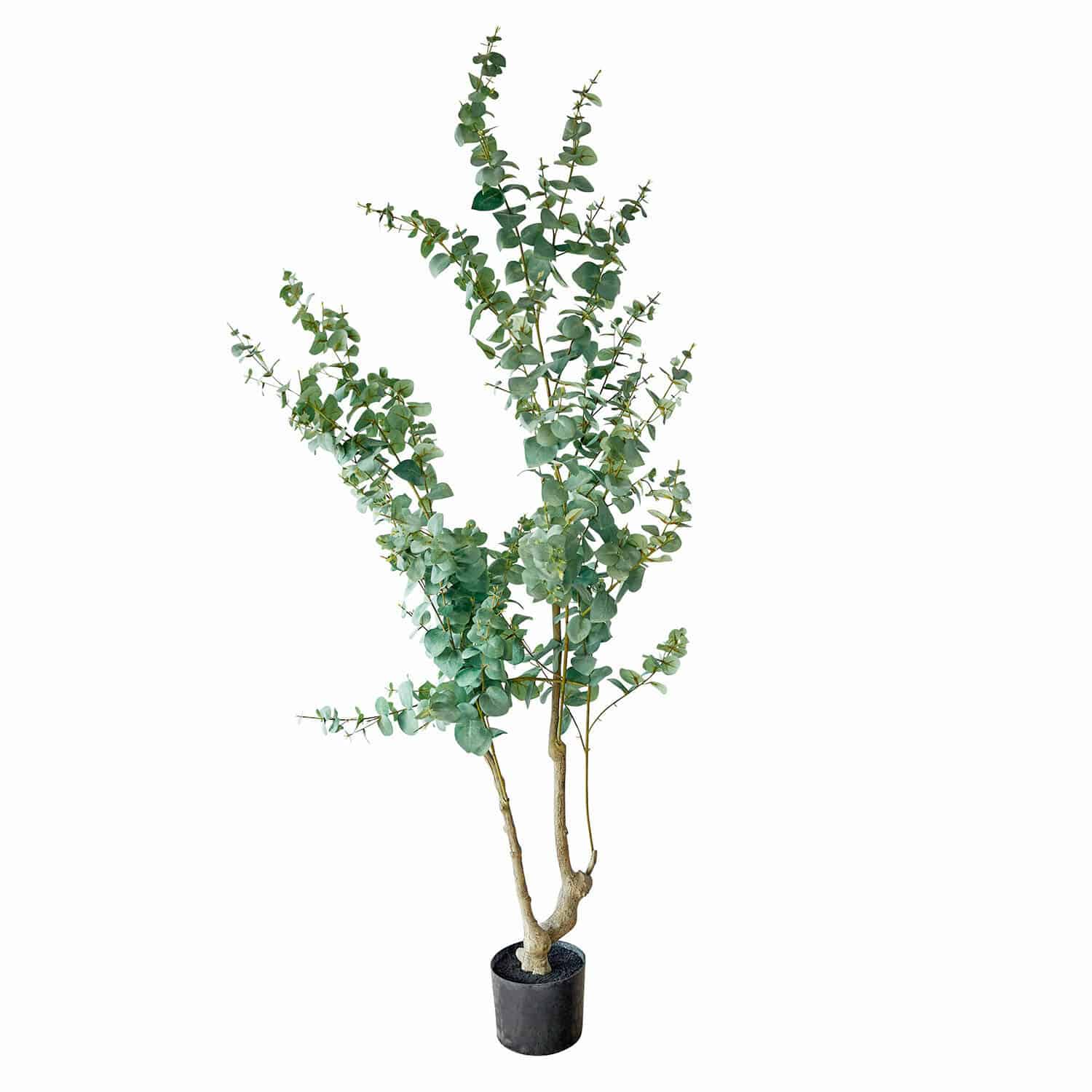 Decoratieve potplant Dorevi Kunstmatige eucalyptusboom in zwarte pot met groene bladeren voor interieurdecoratie