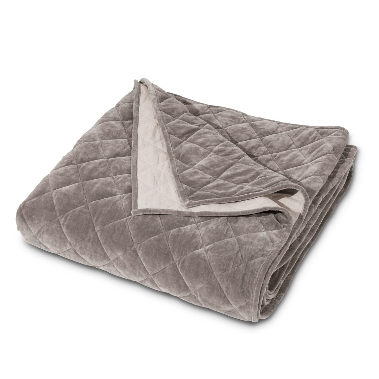 Courtepointe Verdier Plaid matelassé en velours doux gris, parfait pour une ambiance chaleureuse à la maison