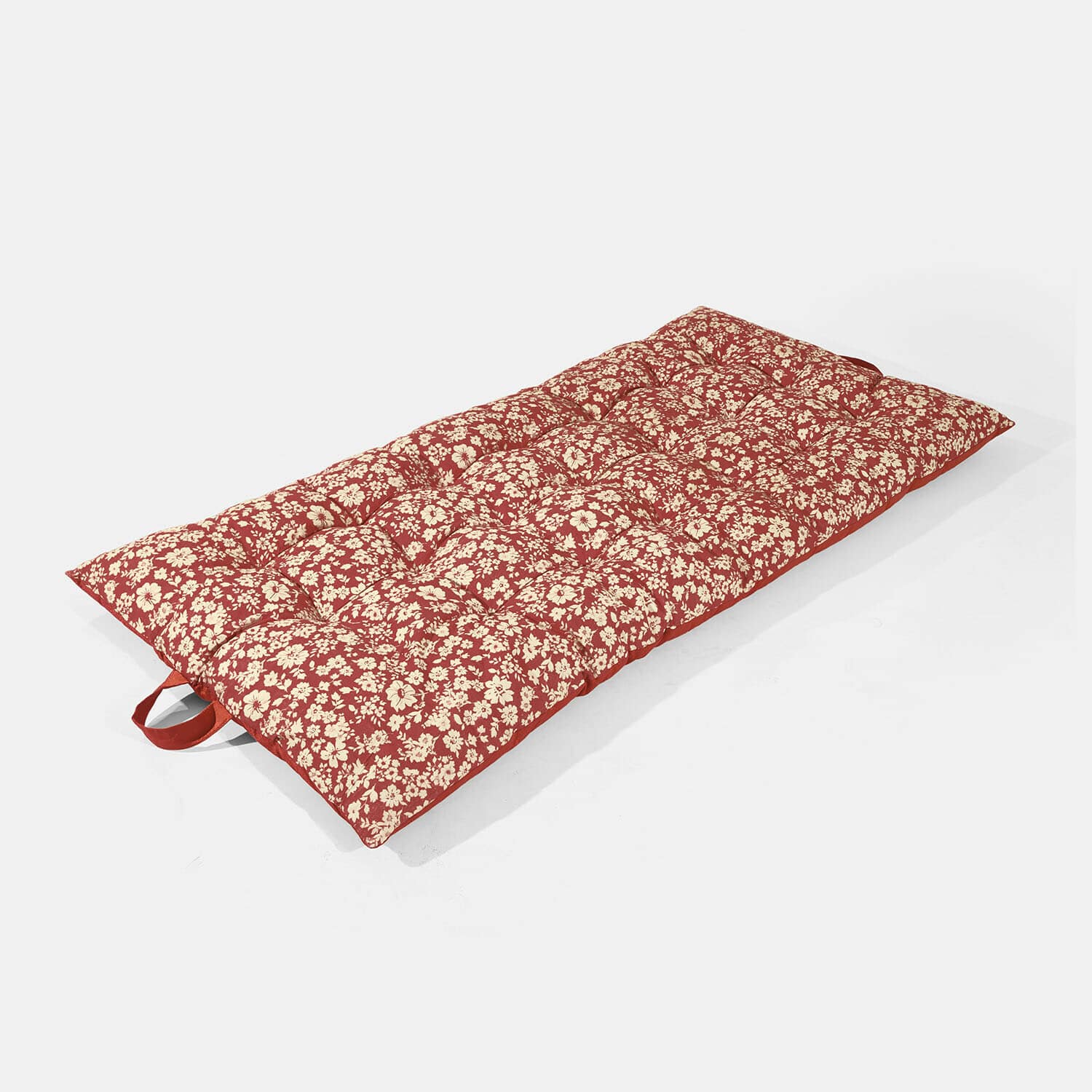 Matelas de jeu Frambelle Matelas rouge à motif floral crème avec poignée, confortable pour s'asseoir ou se détendre