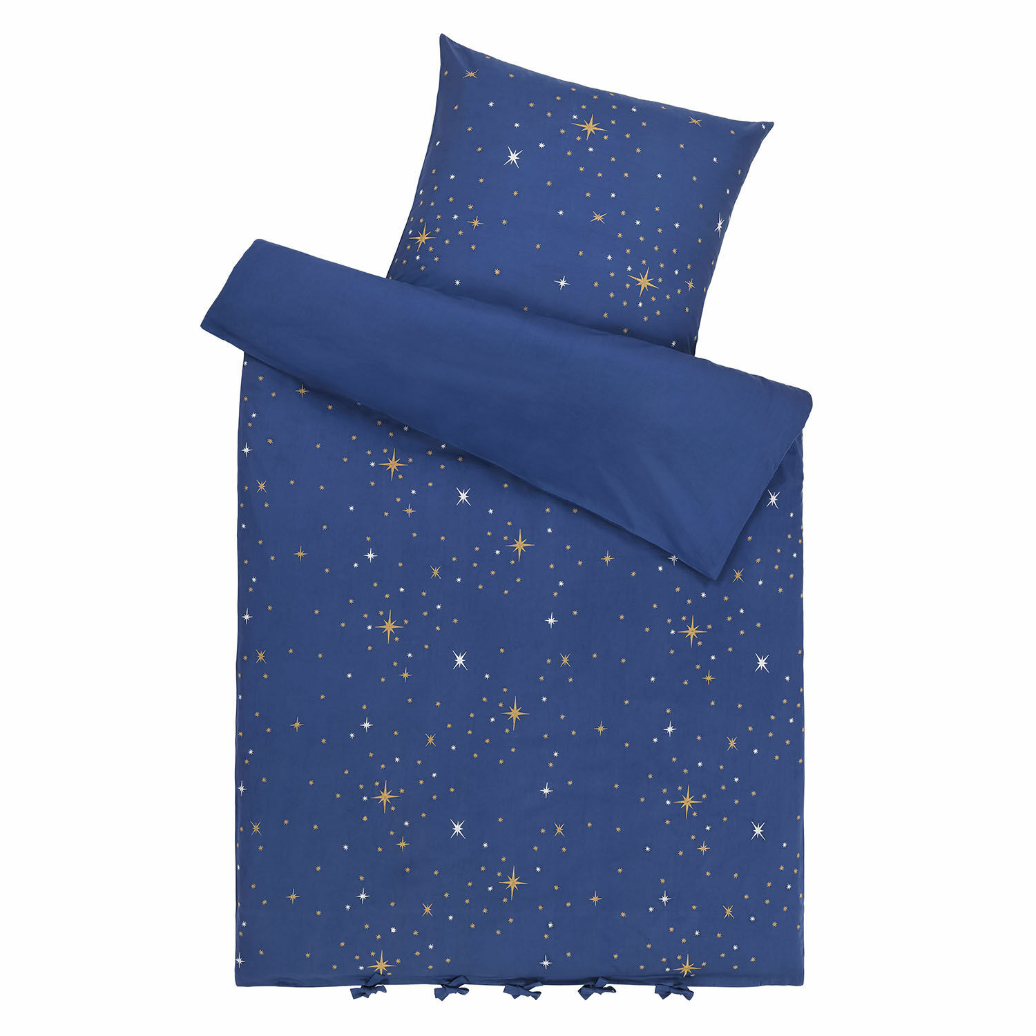 Parure de lit Starwhisper Parure de lit en coton bleu marine avec motif d'étoiles dorées, douce et décorative pour chambre