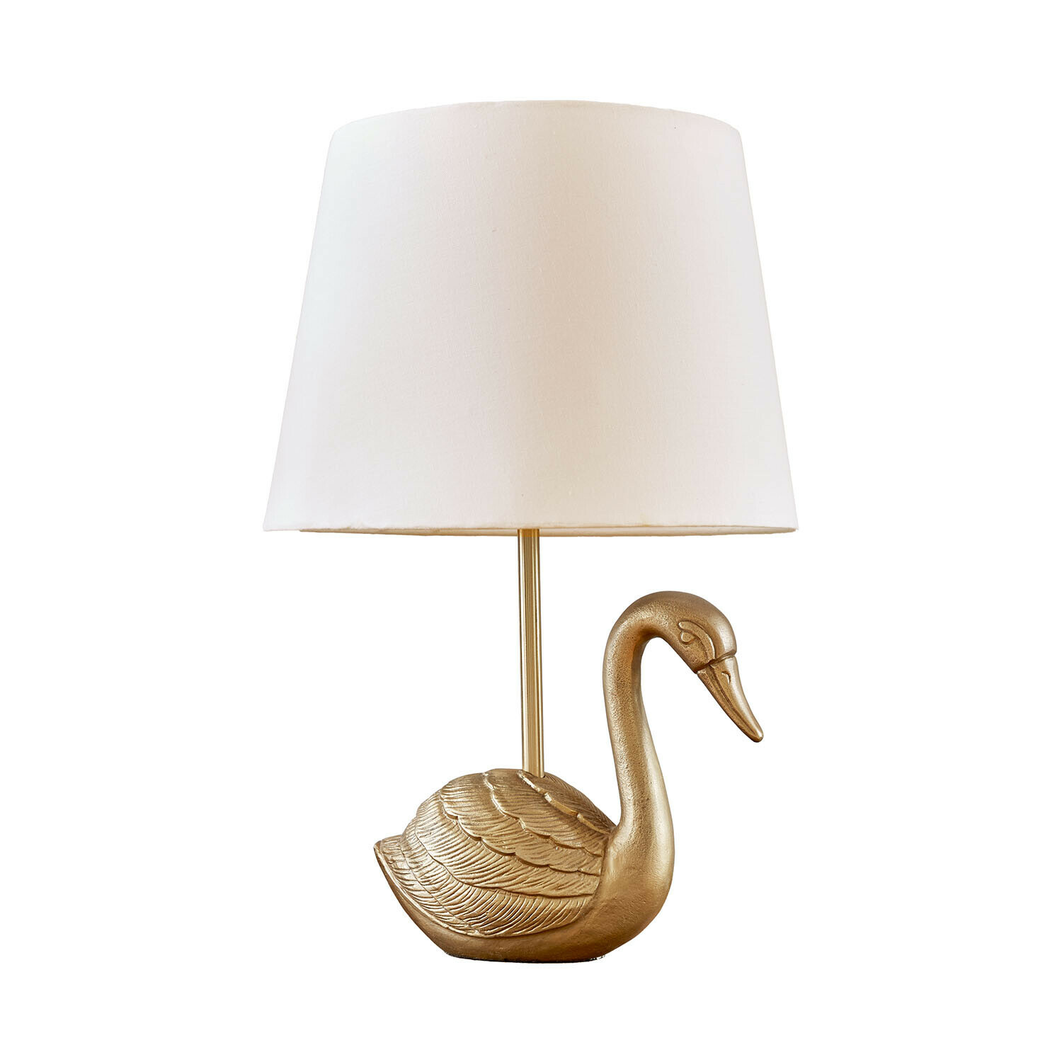 Lampe à poser Élégance Dorée Lampe de table avec abat-jour blanc et base dorée en forme de cygne, lampe décorative élégante