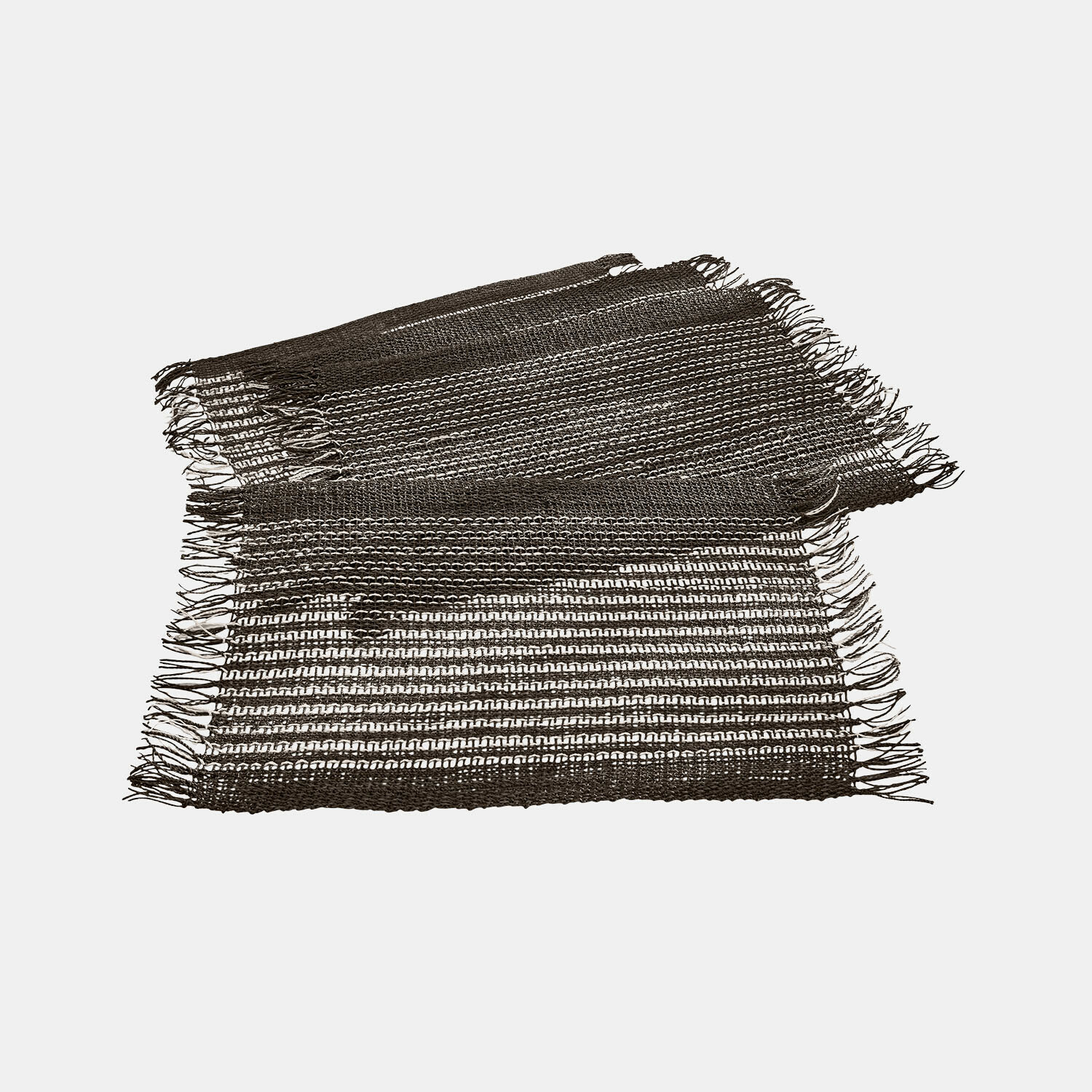 Placemat set van 4 Tarevo Bruine tafelloper met franjes van natuurlijk materiaal, rustieke tafeldecoratie