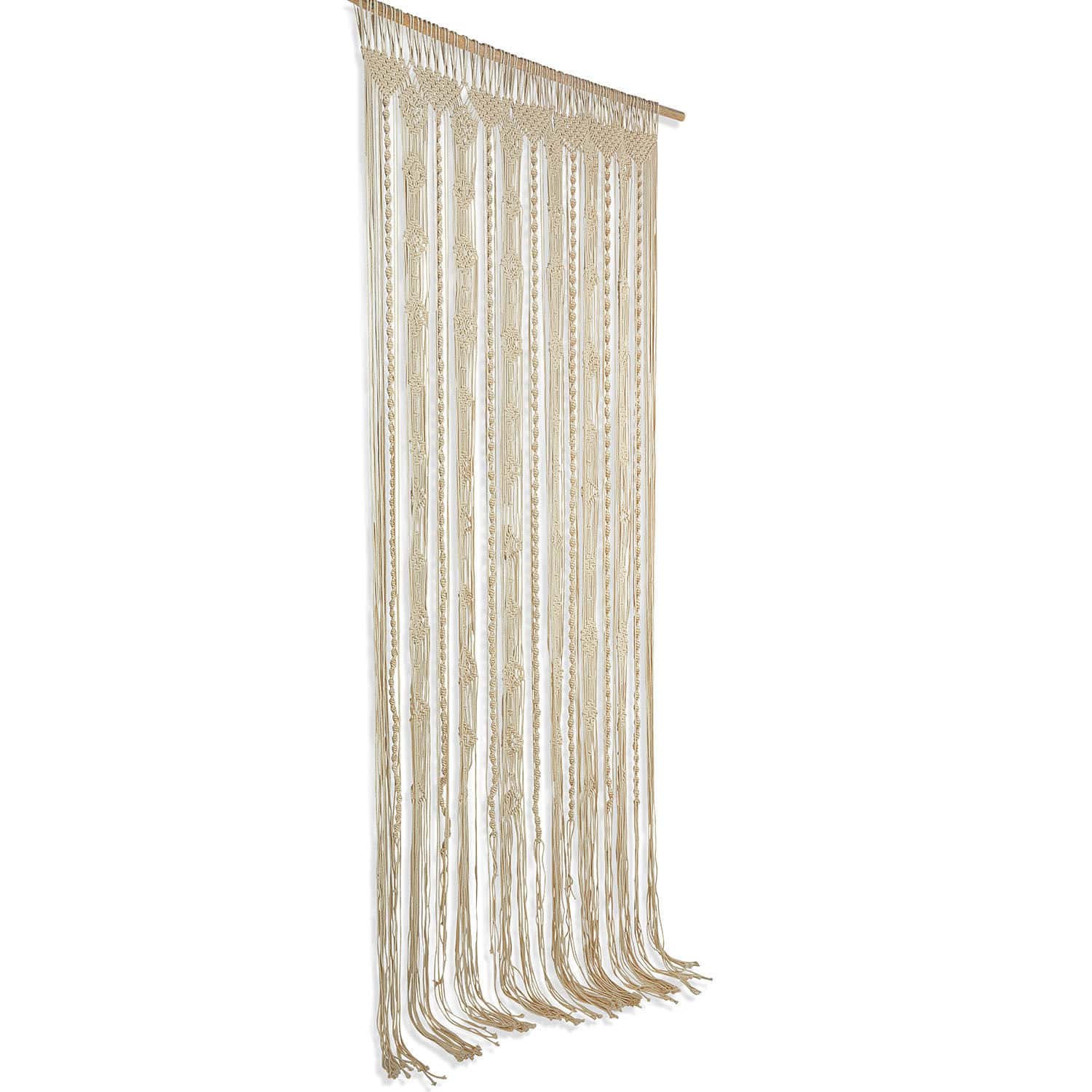 Wanddecoratie macramé van katoen in natuurlijke kleur, perfect voor boho en eco interieurs