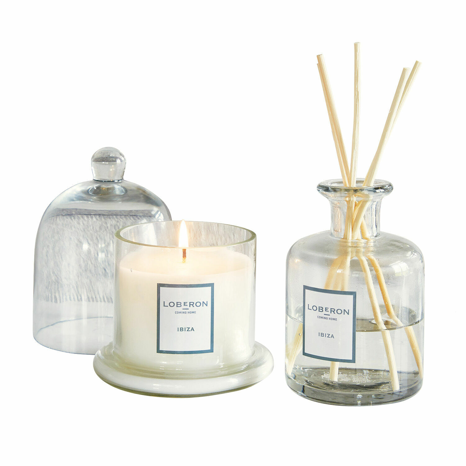 Coffret de senteurs Vanis Ensemble parfumé Ibiza avec bougie blanche et diffuseur en verre transparent pour aromathérapie