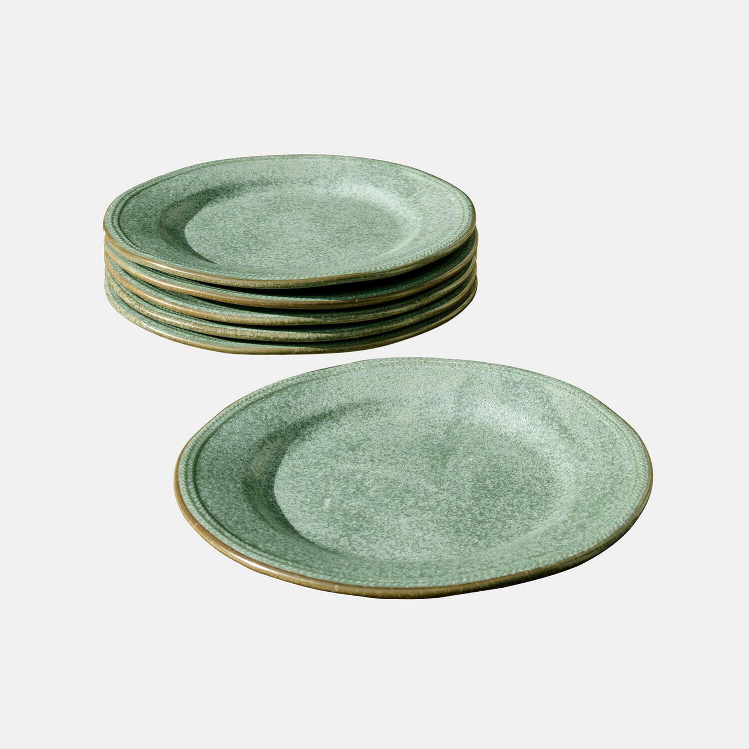 Set van 6 groene Norrvik keramische borden met rustieke uitstraling voor dagelijks gebruik