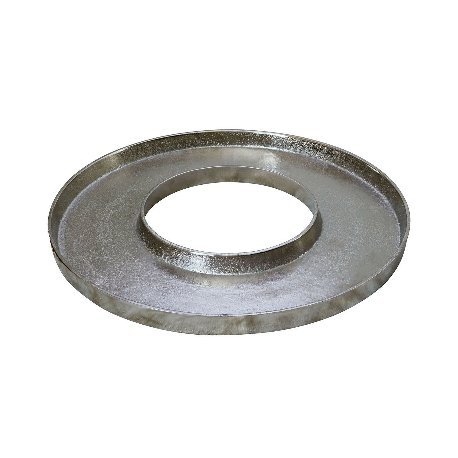 Kaarsenplateau Velarosas Zilverkleurige metalen decoratieve schaal met ronde uitsparing, modern interieurdesign