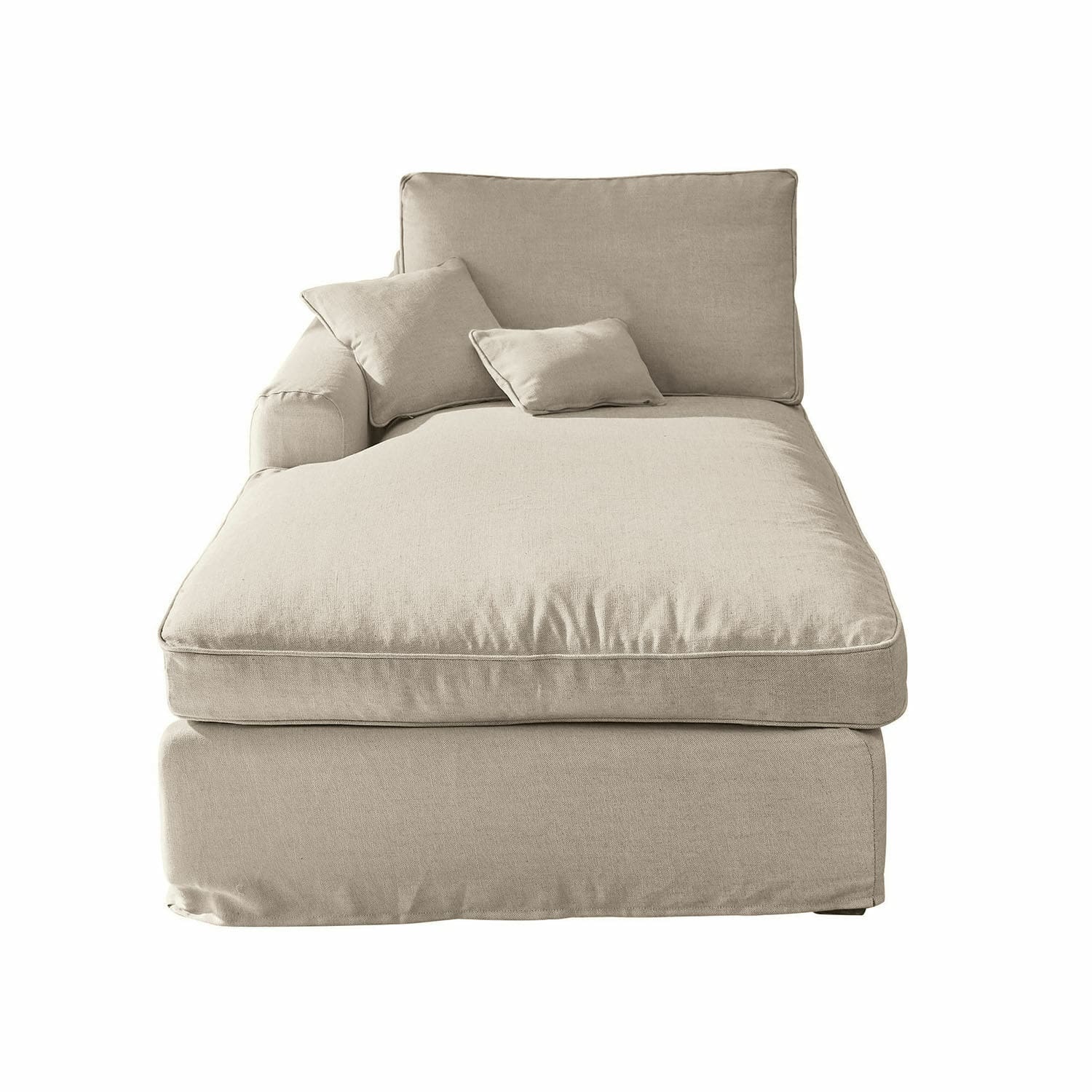 beige Beige stoffen chaiselongue Seaford, comfortabele loungestoel voor woonkamer
