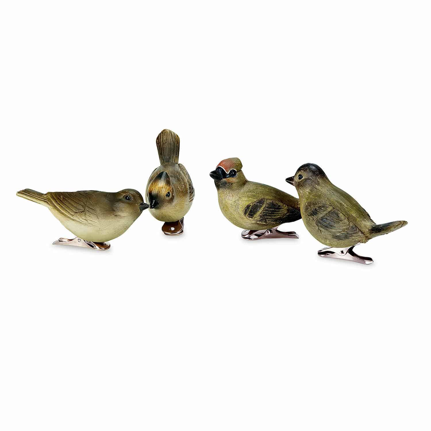 Lot de 4 oiseaux décoratifs Pompaire