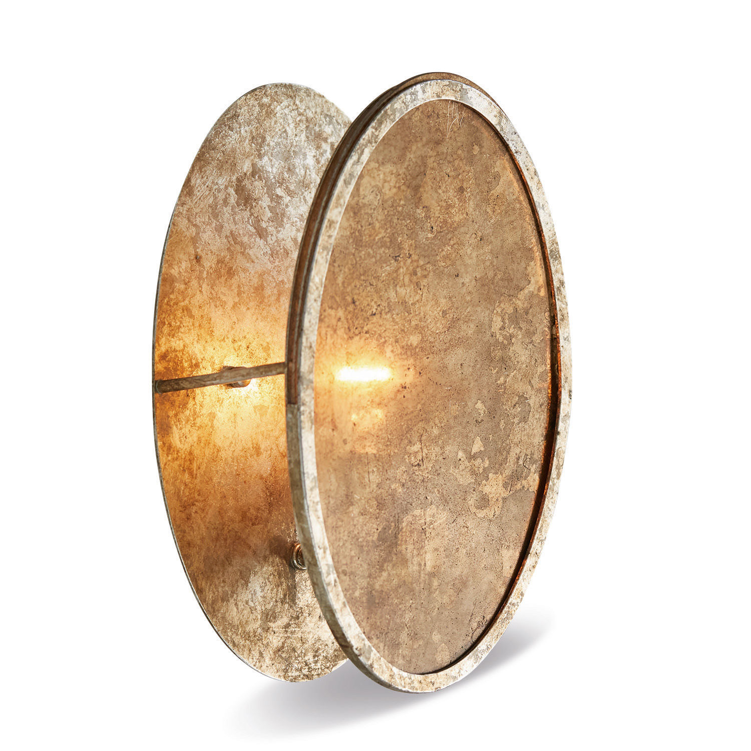 Applique Crix Applique murale ronde en métal vieilli couleur laiton, lampe LED décorative pour salon moderne