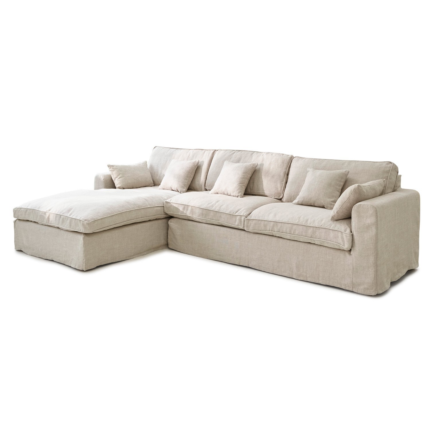 beige Beige hoekbank Seaford van stof, comfortabel en stijlvol voor de woonkamer, zitmeubel