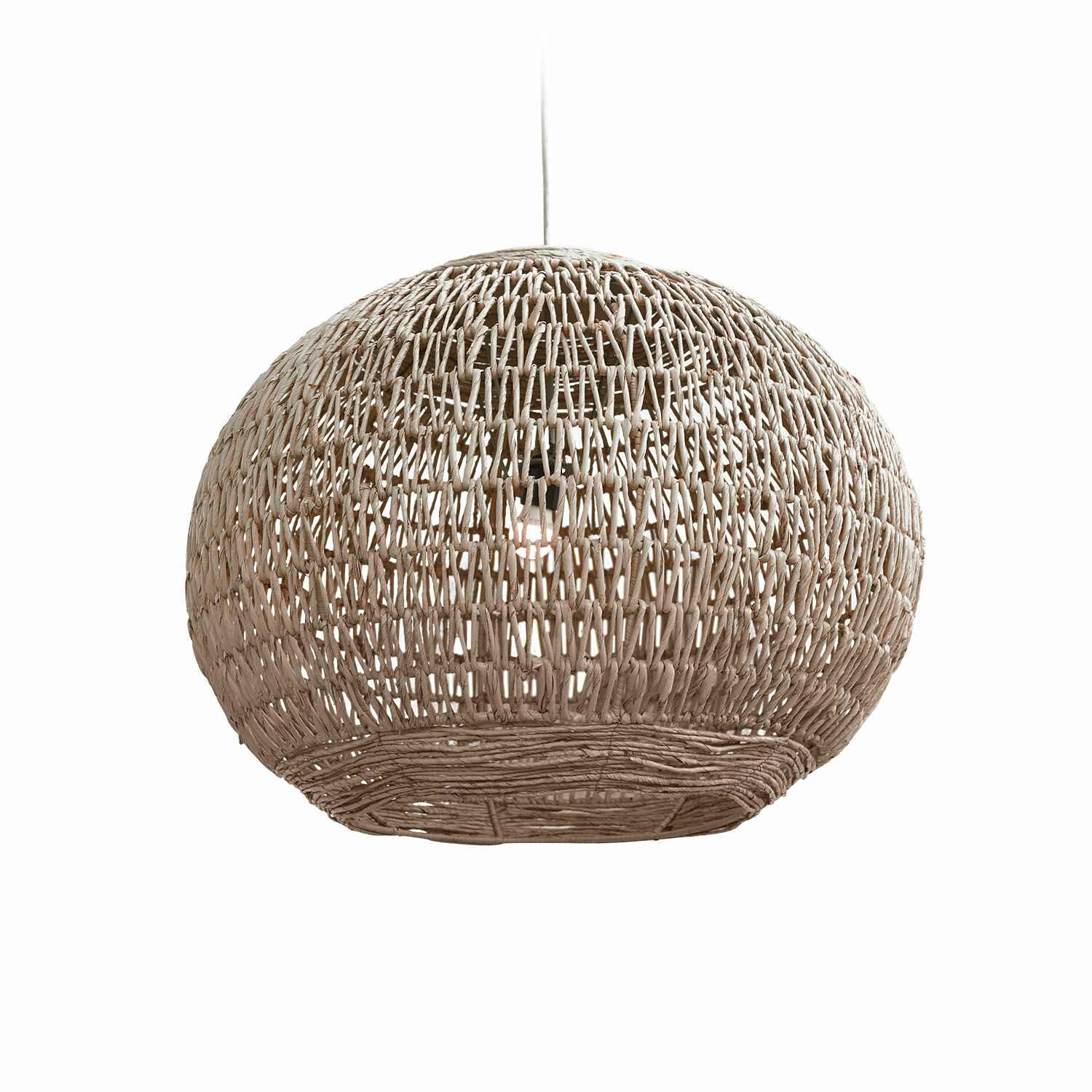 Abat-jour Fexilor Suspension en rotin tressé couleur naturelle, luminaire décoratif pour salon moderne