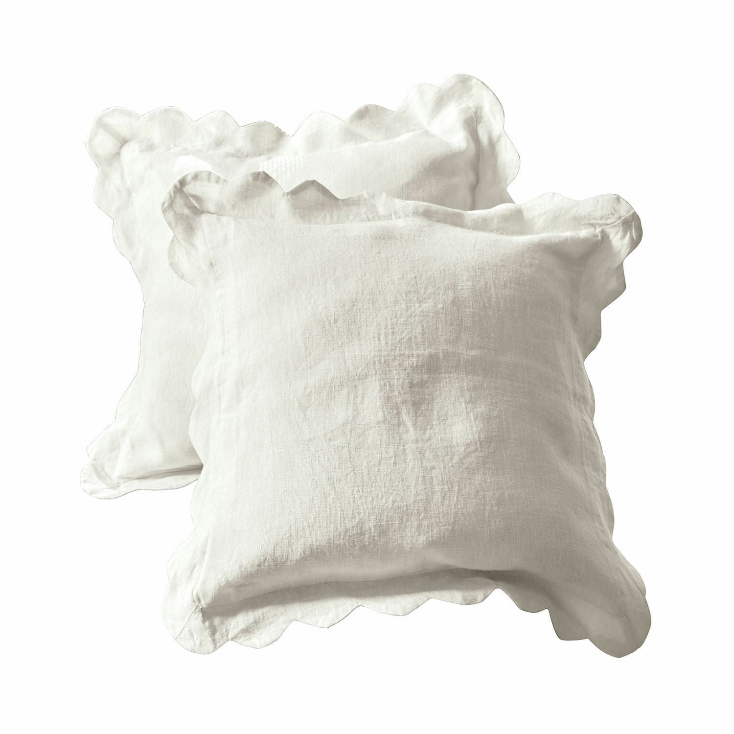 Lot de 2 housses de coussins Fontienne Housses de coussin blanches en lin avec volant, douces et décoratives pour salon ou chambre