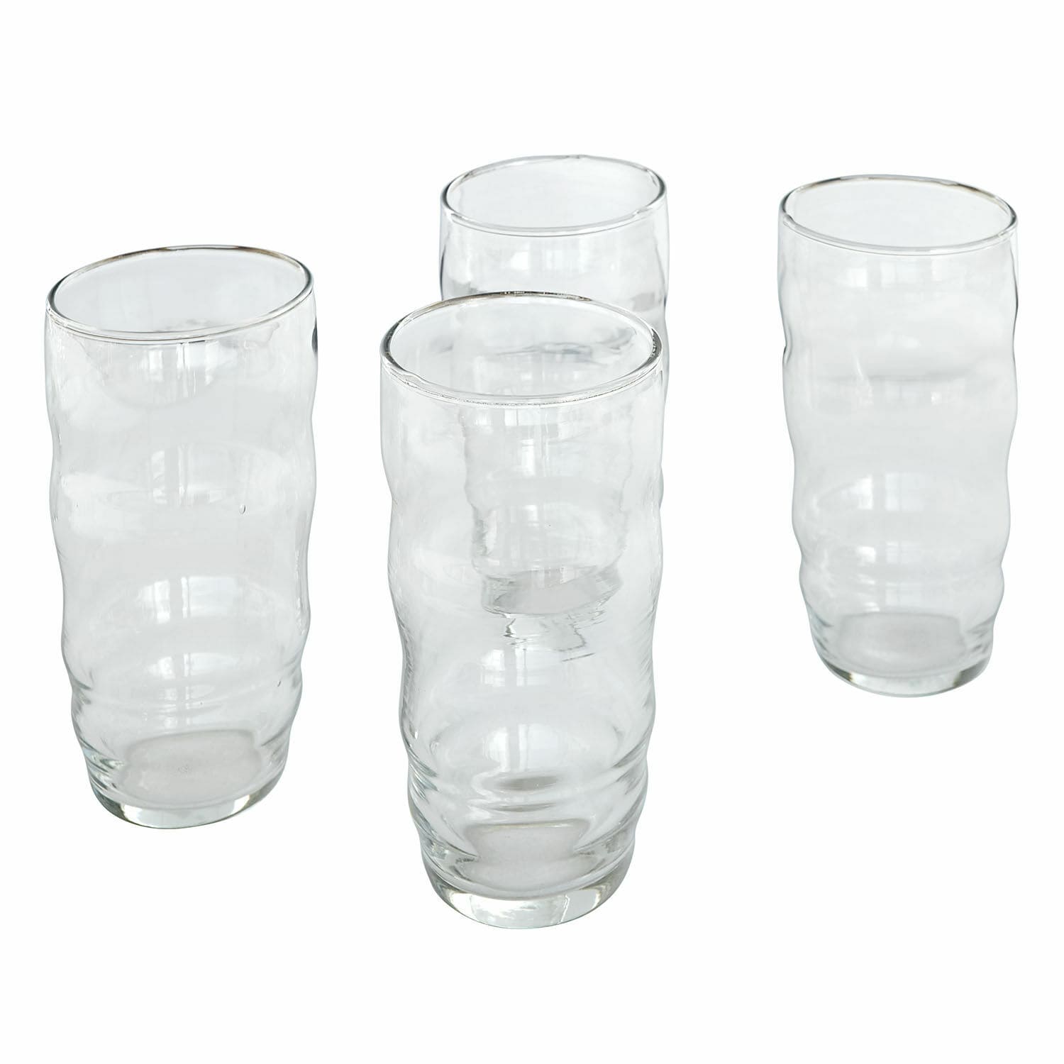 Ensemble de 4 verres transparents Tournavin en verre de haute qualité avec forme ondulée