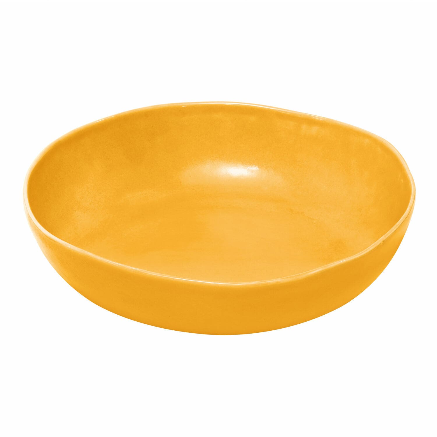 Bol Calvi en céramique jaune avec forme irrégulière, parfait pour servir des plats.