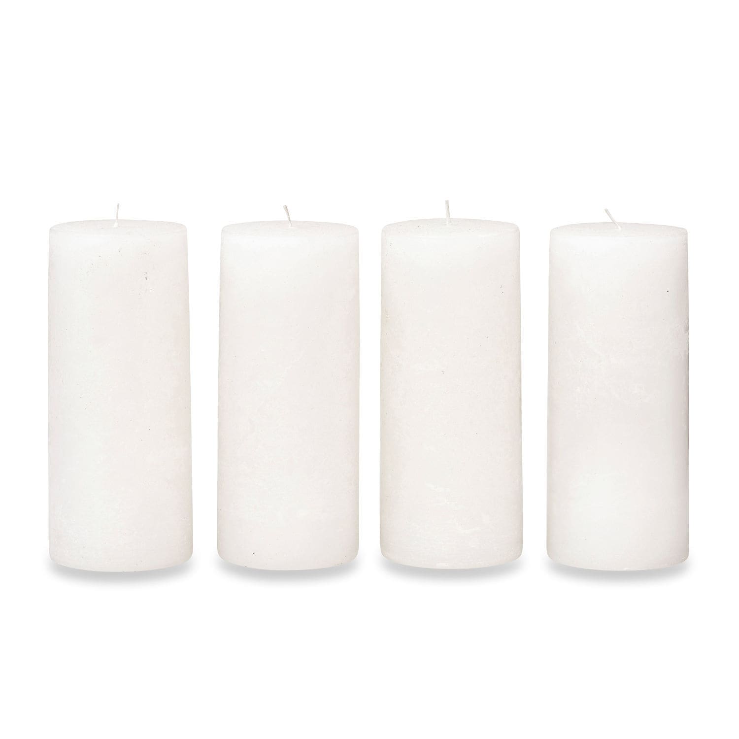 Kaars set van 4 Homel Set van vier witte cilindervormige kaarsen van was voor decoratie en sfeerverlichting