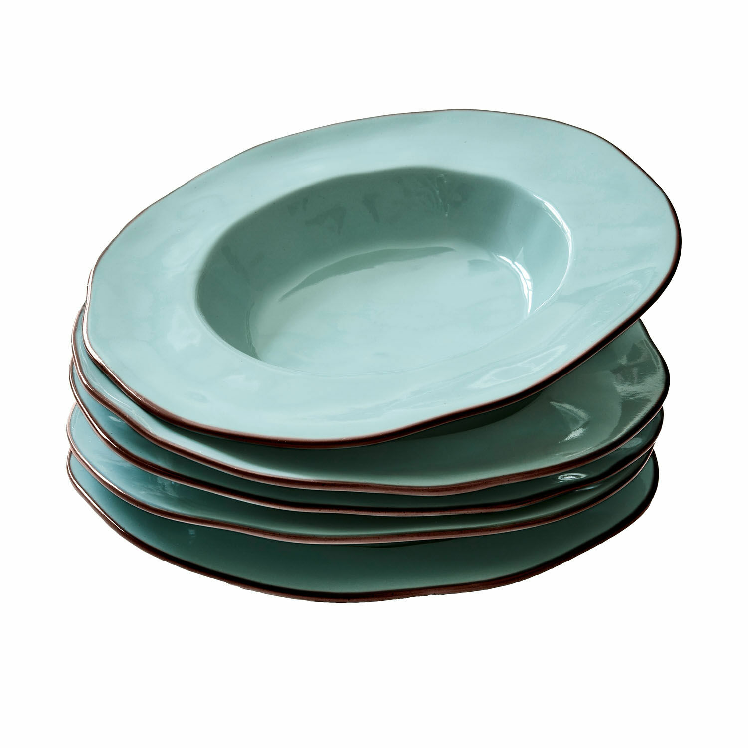 turquoise Set van 6 turkooizen soepborden Biarritz van keramiek, ideaal voor dagelijks gebruik en tafeldecoratie