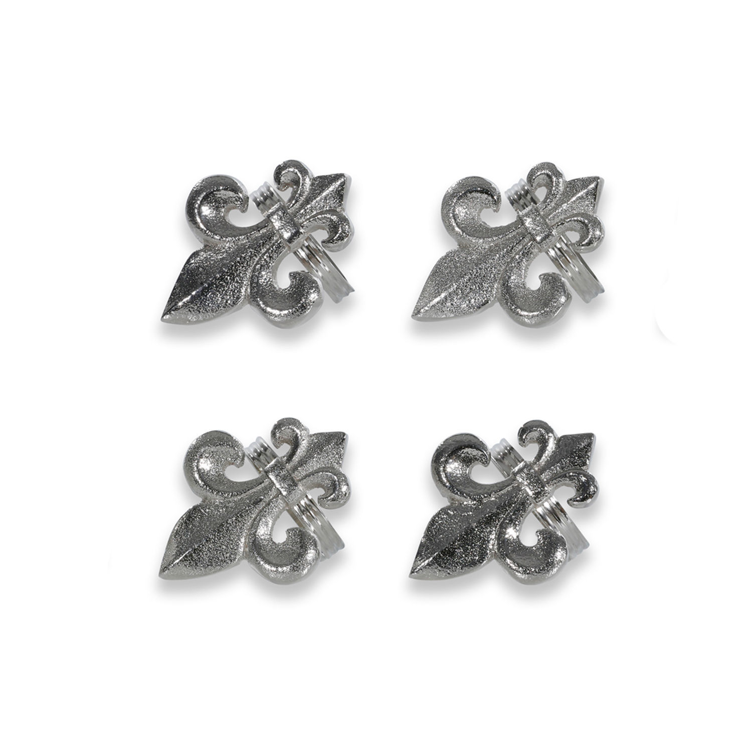 Servetring set van 4 Fleur De Lis Set van vier zilverkleurige metalen decoratieve klemmen in lelievorm voor woningdecoratie