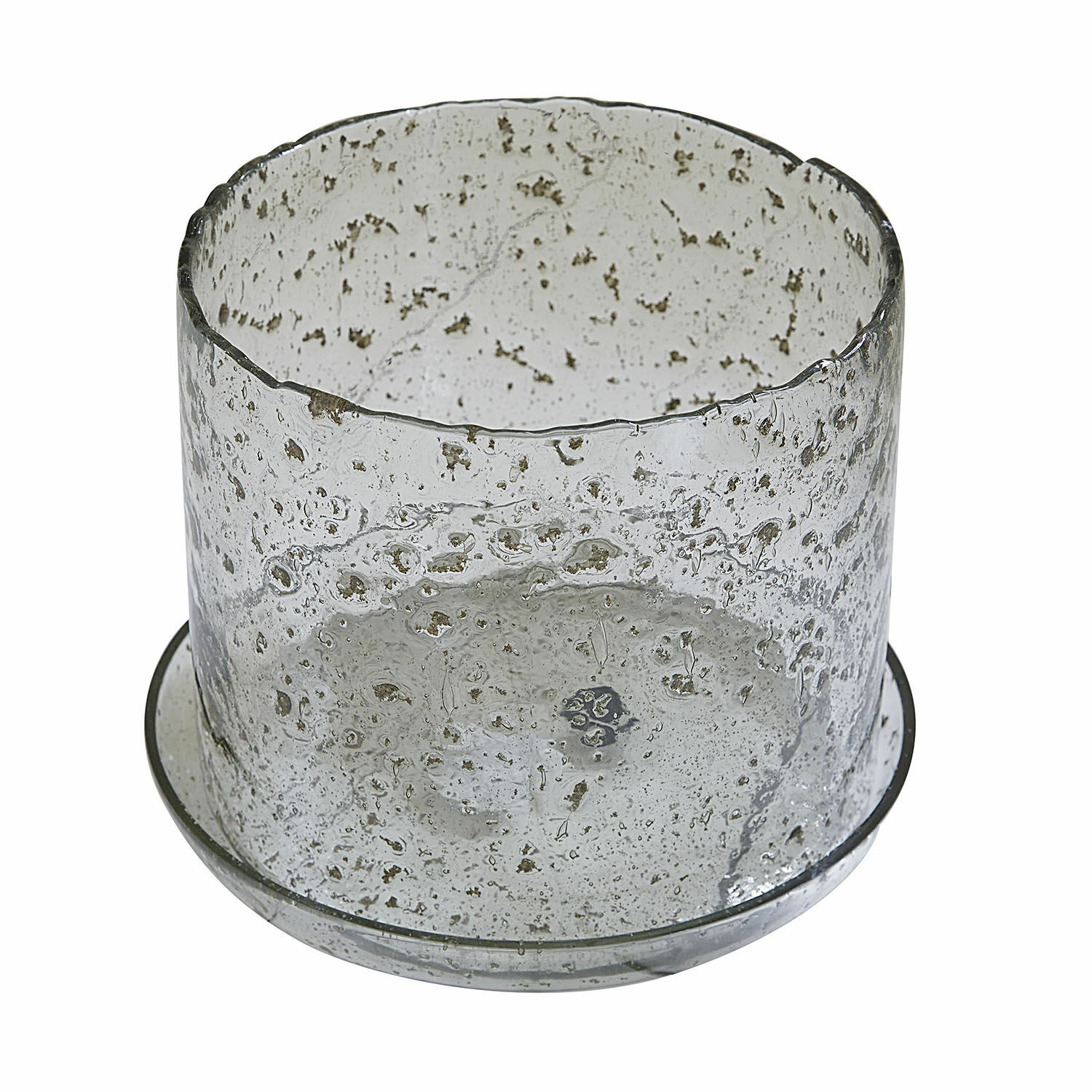 Photophore Soeren Photophore en verre transparent avec bulles et socle, décoration intérieure, verre clair