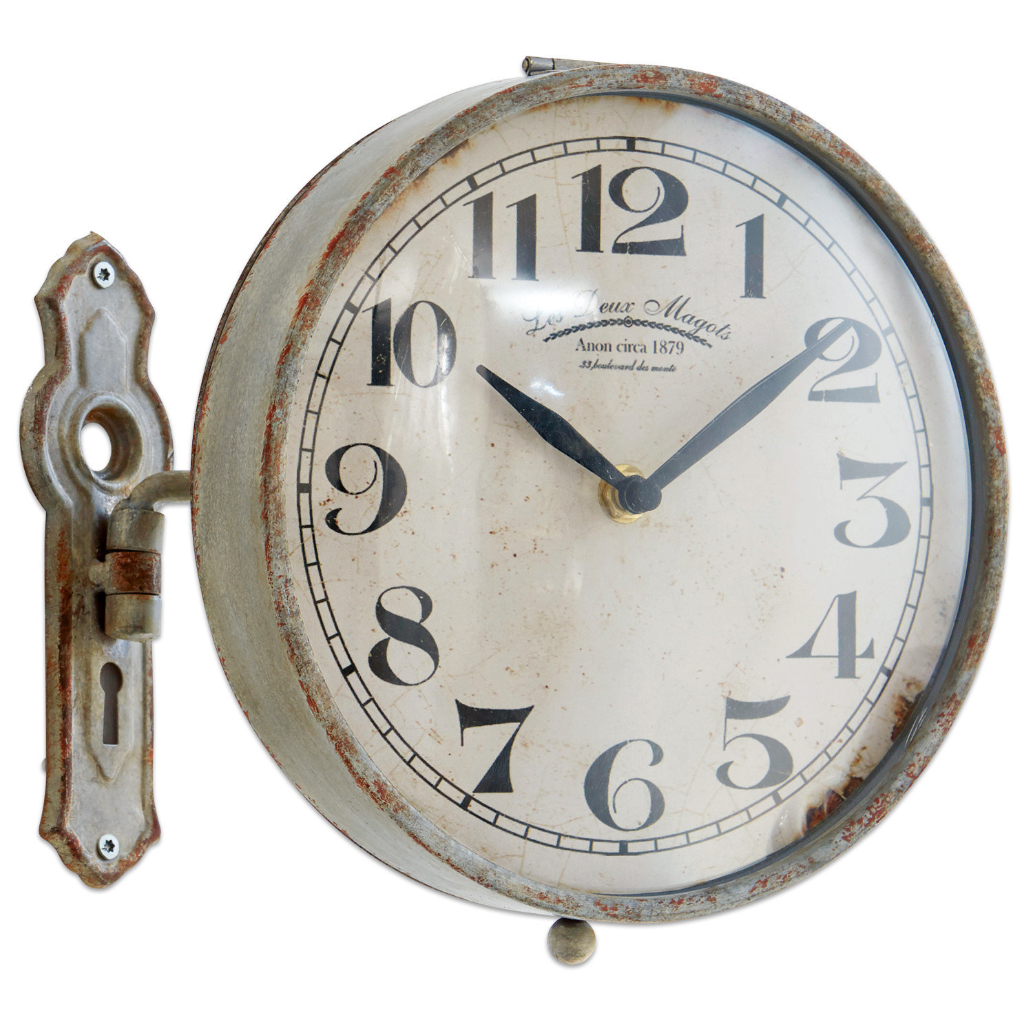 Horloge Adama Horloge murale vintage en métal avec cadran blanc et chiffres noirs, décoration rétro