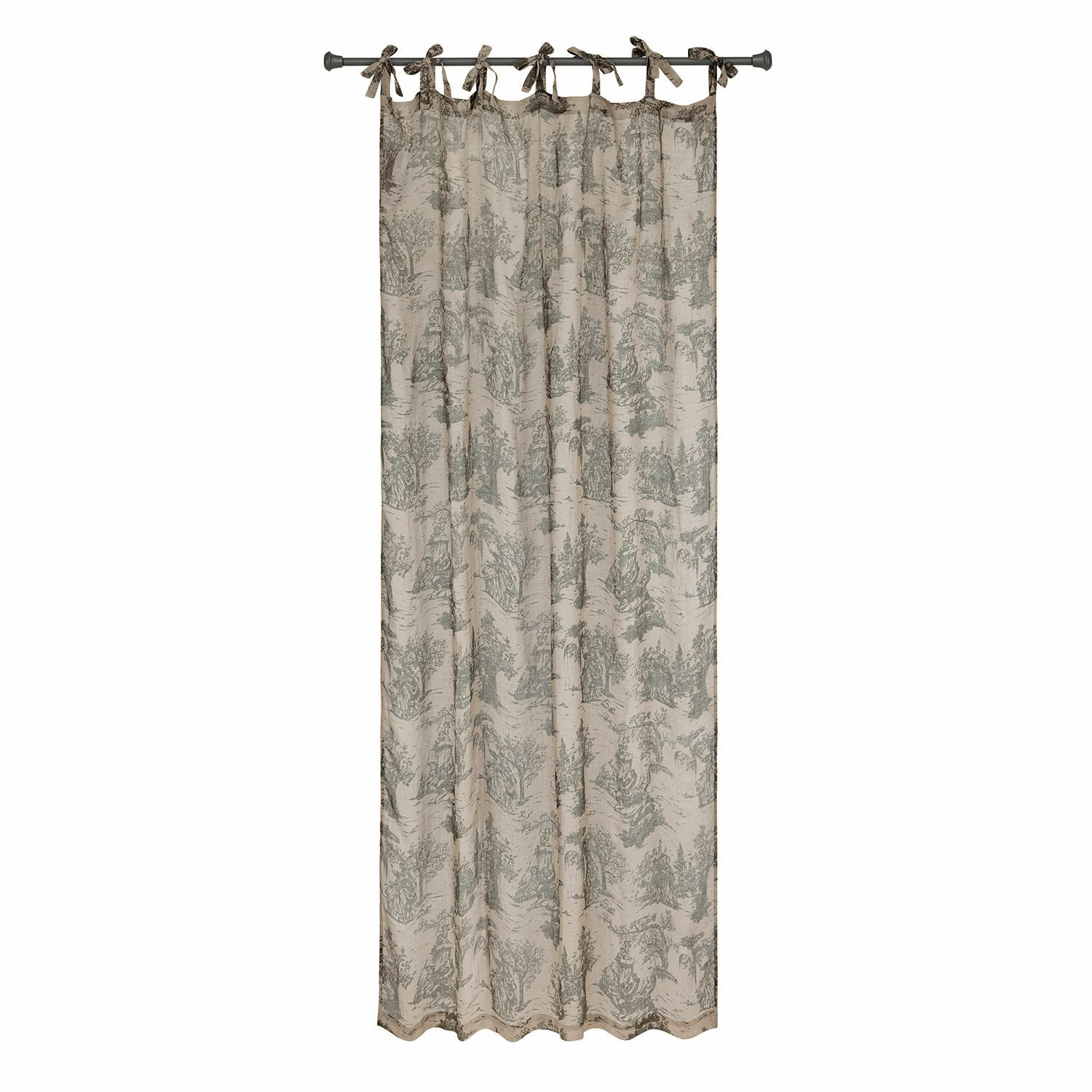 Rideau Dedwen Rideau beige en coton avec motif d'arbres verts et liens à nouer, décoration de fenêtre élégante