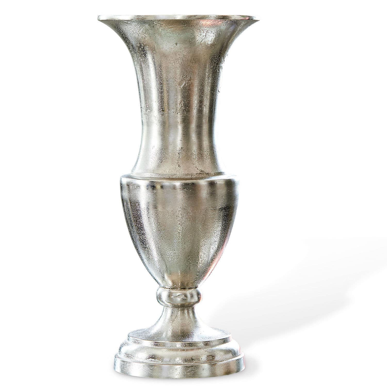 Vaas Gilberta Decoratieve metalen vaas in zilverkleur met klassiek ontwerp voor binnen en buiten