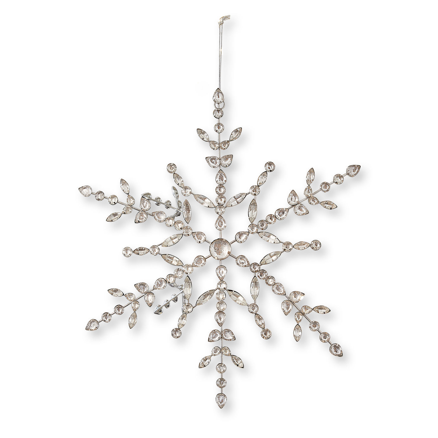 Hanger Loella Kerstdecoratie in de vorm van een sneeuwvlok met transparante kristallen op metalen frame