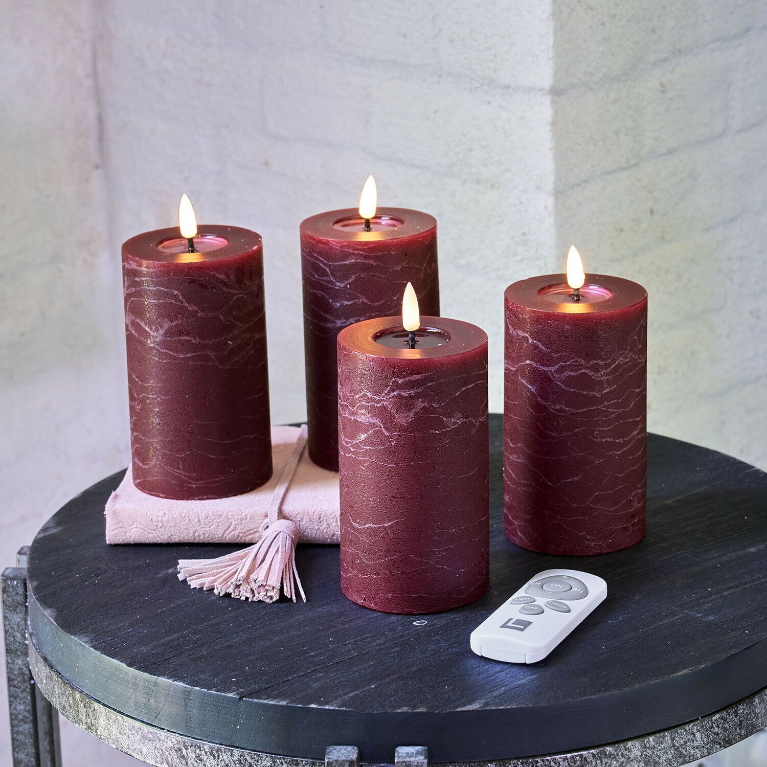 Ledstompkaars set van 4 Rimfalla Ledstompkaars set van 4 Rimfalla