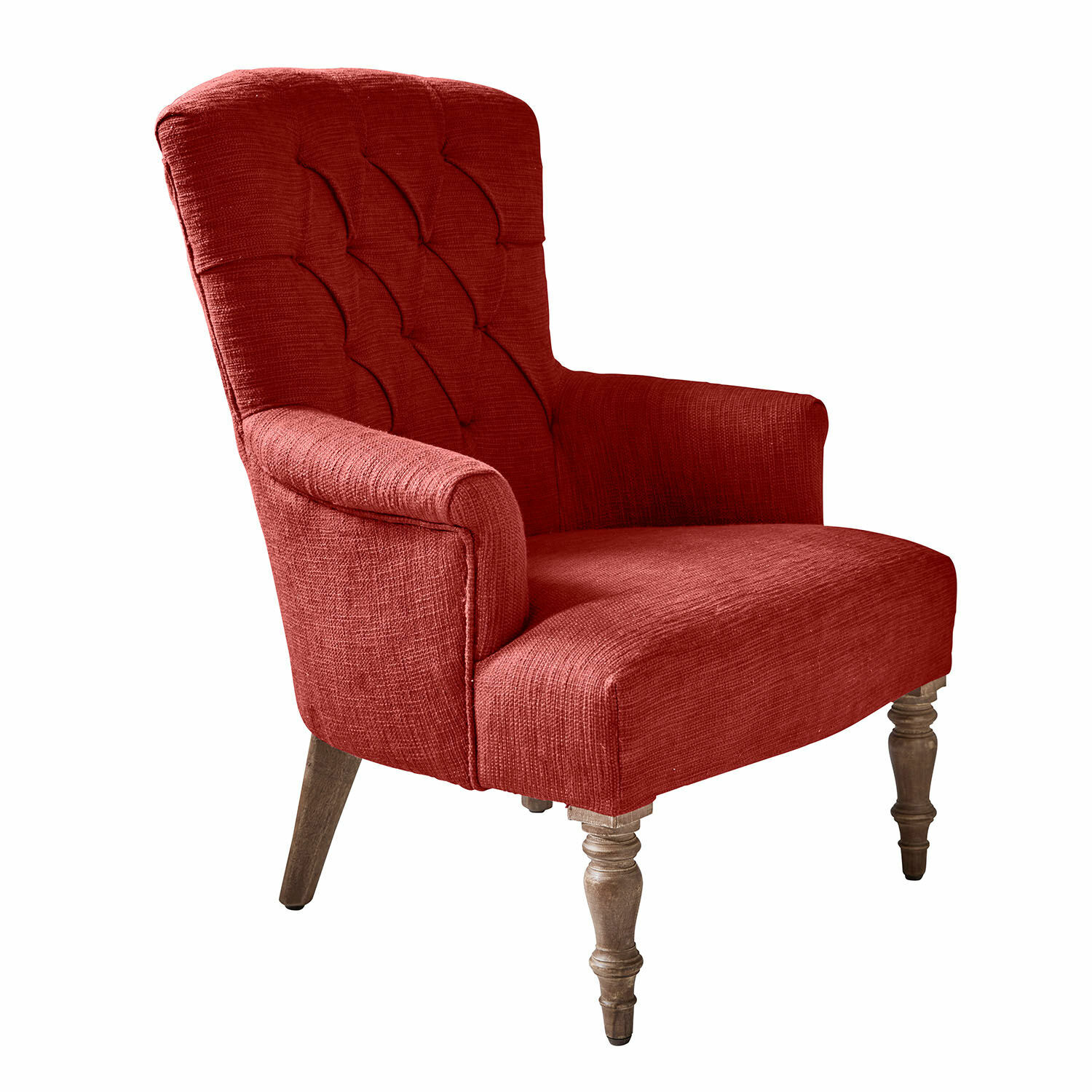 Fauteuil Hinsdale Fauteuil rouge en tissu avec pieds en bois, siège confortable pour salon moderne