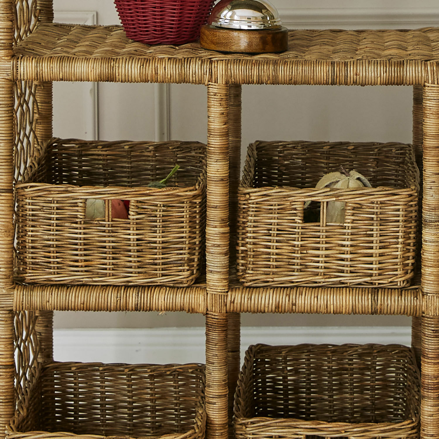 Lot de 2 paniers Callidia Étagère en osier avec quatre paniers couleur naturelle pour rangement intérieur