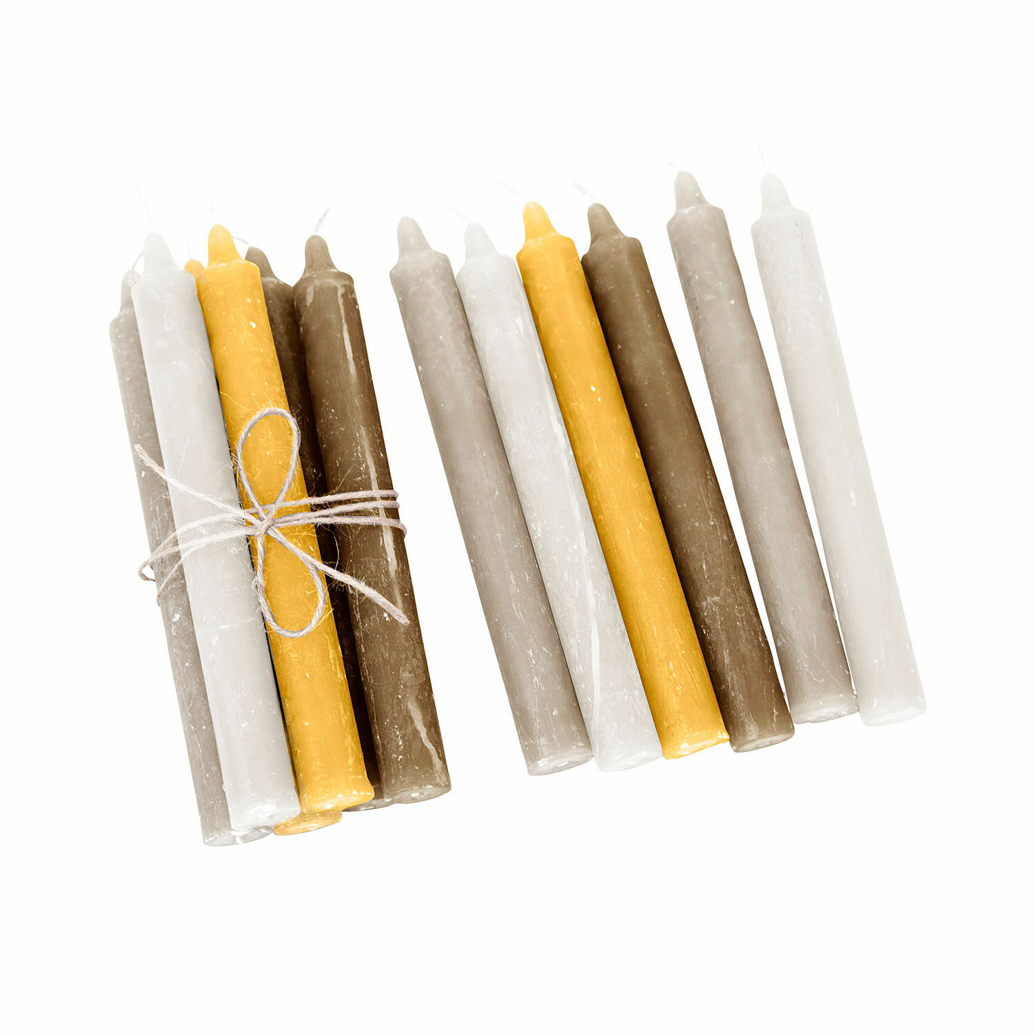 geel/taupe/bruin Set van 12 Bauceau kaarsen in geel, taupe en bruin voor sfeervolle interieurdecoratie