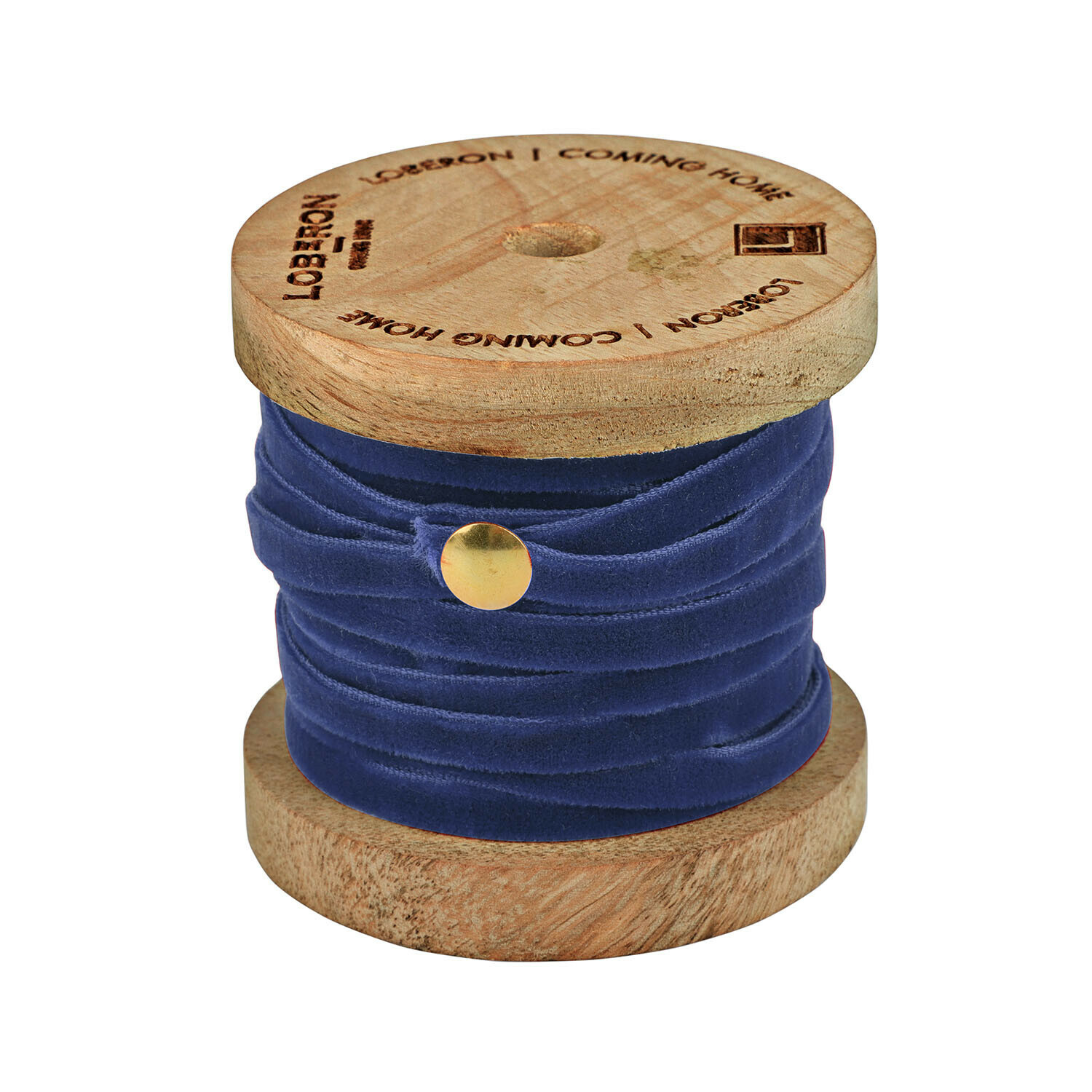 donkerblauw Donkerblauwe Olessa fluwelen lint op houten spoel, decoratief lint voor knutselen en cadeaus