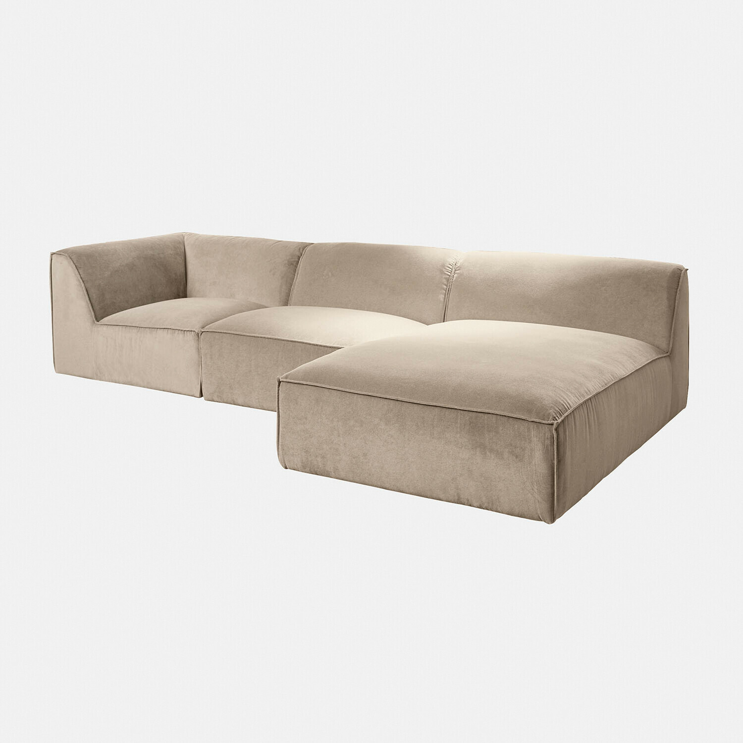 beige Beige McLean bank van zachte stof, moderne hoekbank voor woonkamer, comfortabel zitmeubel