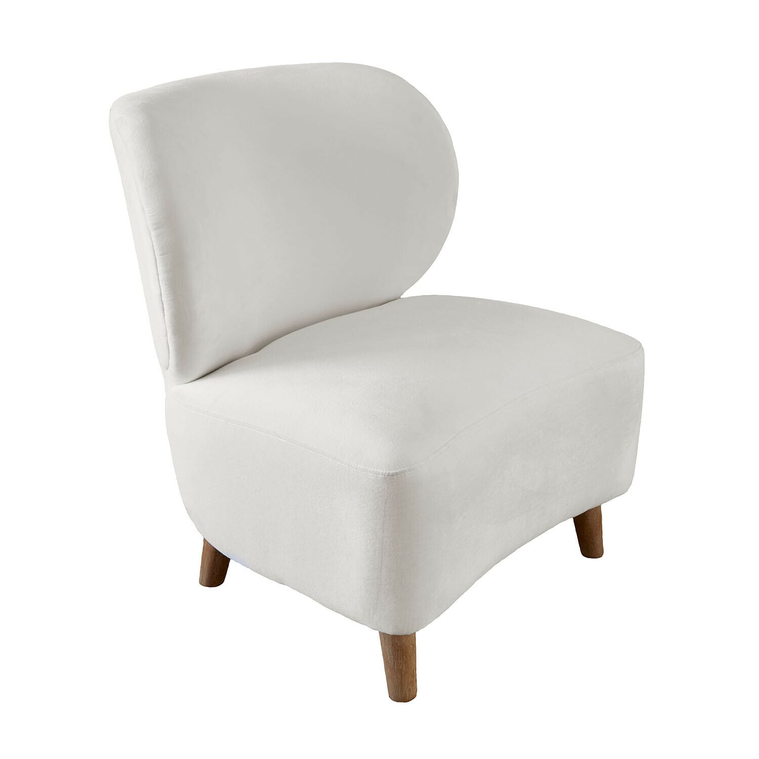 Fauteuil Seraluna Fauteuil blanc rembourré avec pieds en bois, meuble moderne et confortable pour salon