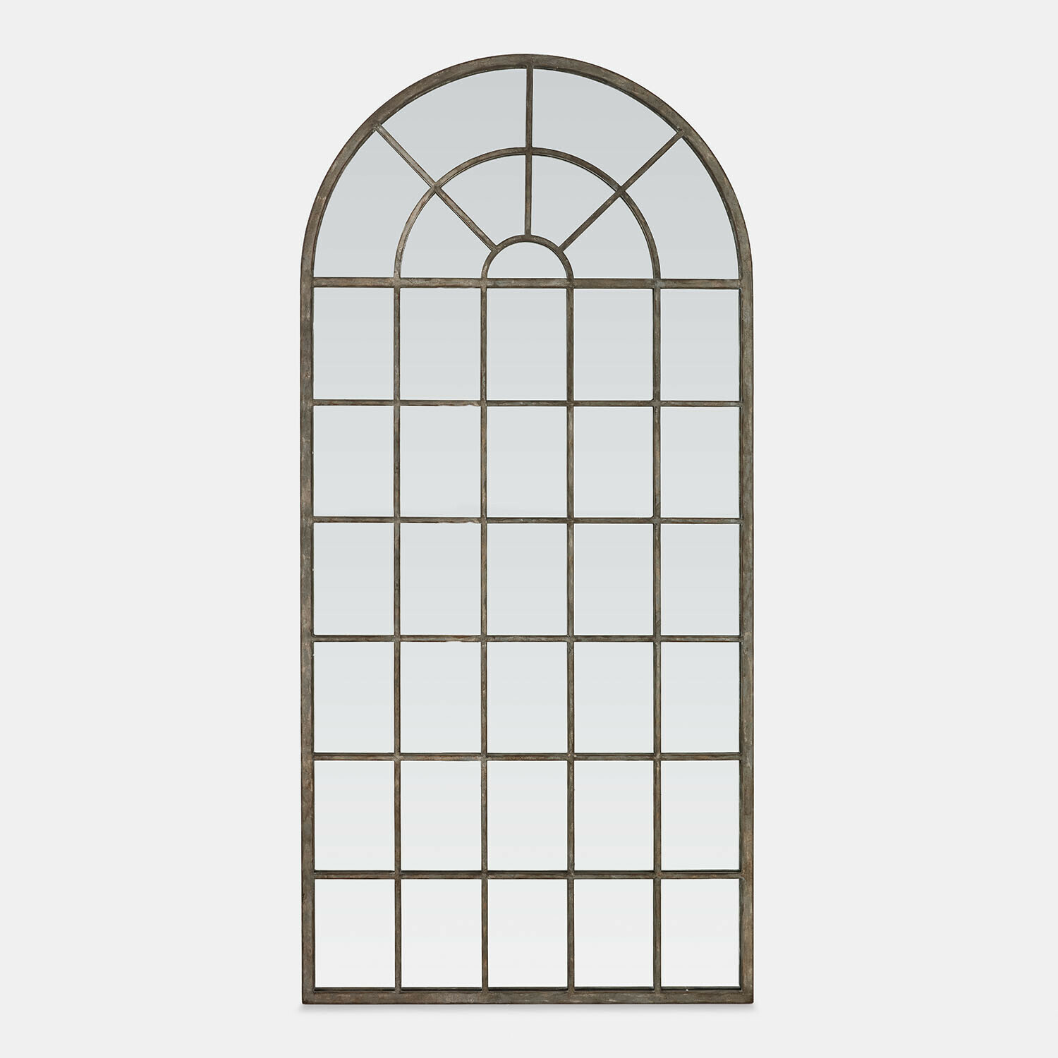 Spiegel Parielle Grote wandspiegel met metalen patina-bruin frame in boogvorm voor interieurdecoratie