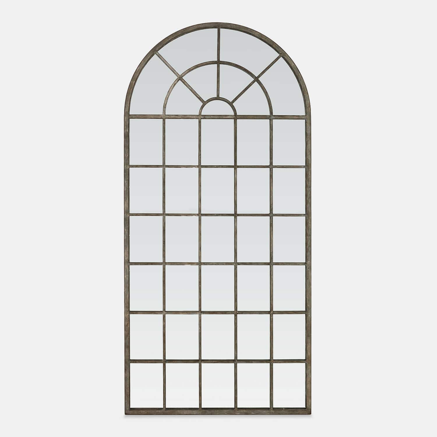 Miroir Parielle Grand miroir mural avec cadre en métal patiné brun en forme d'arche pour décoration intérieure