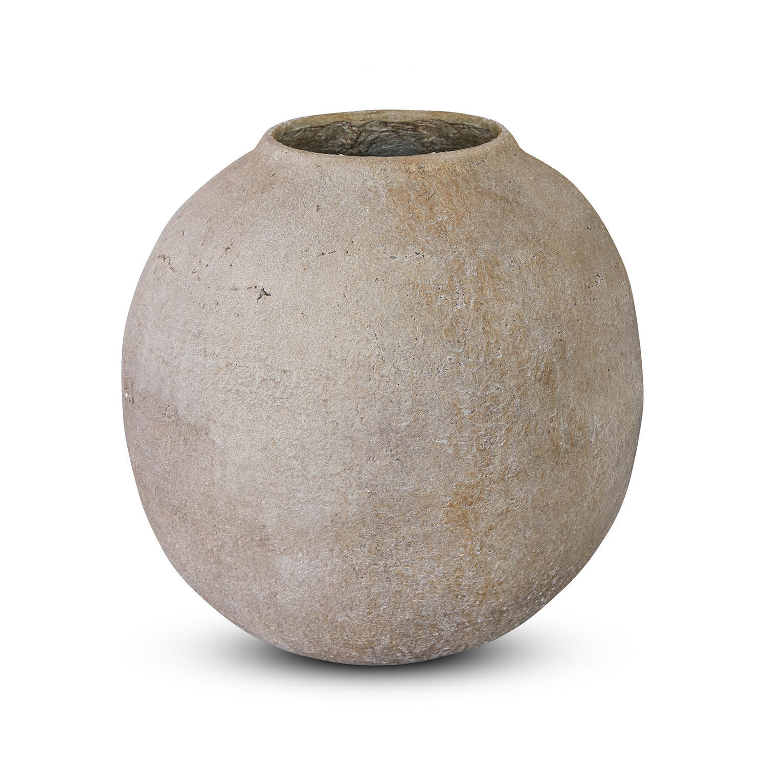 Vaas Samai Ronde bloempot van natuurlijke beige klei voor binnen- en buitendecoratie