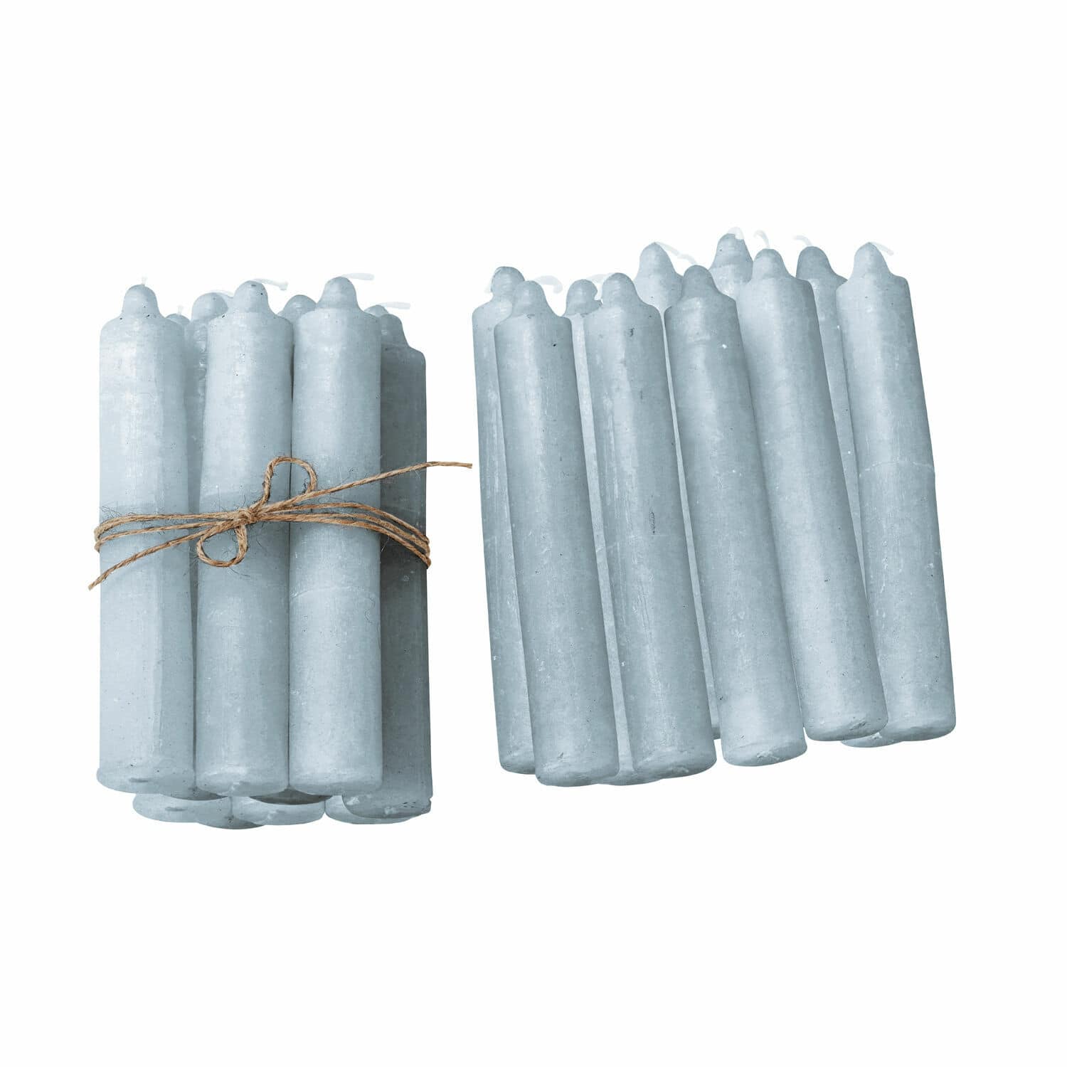 Lot de 20 bougies Noufa Lot de bougies grises en cire liées avec une ficelle, bougies décoratives pour la maison