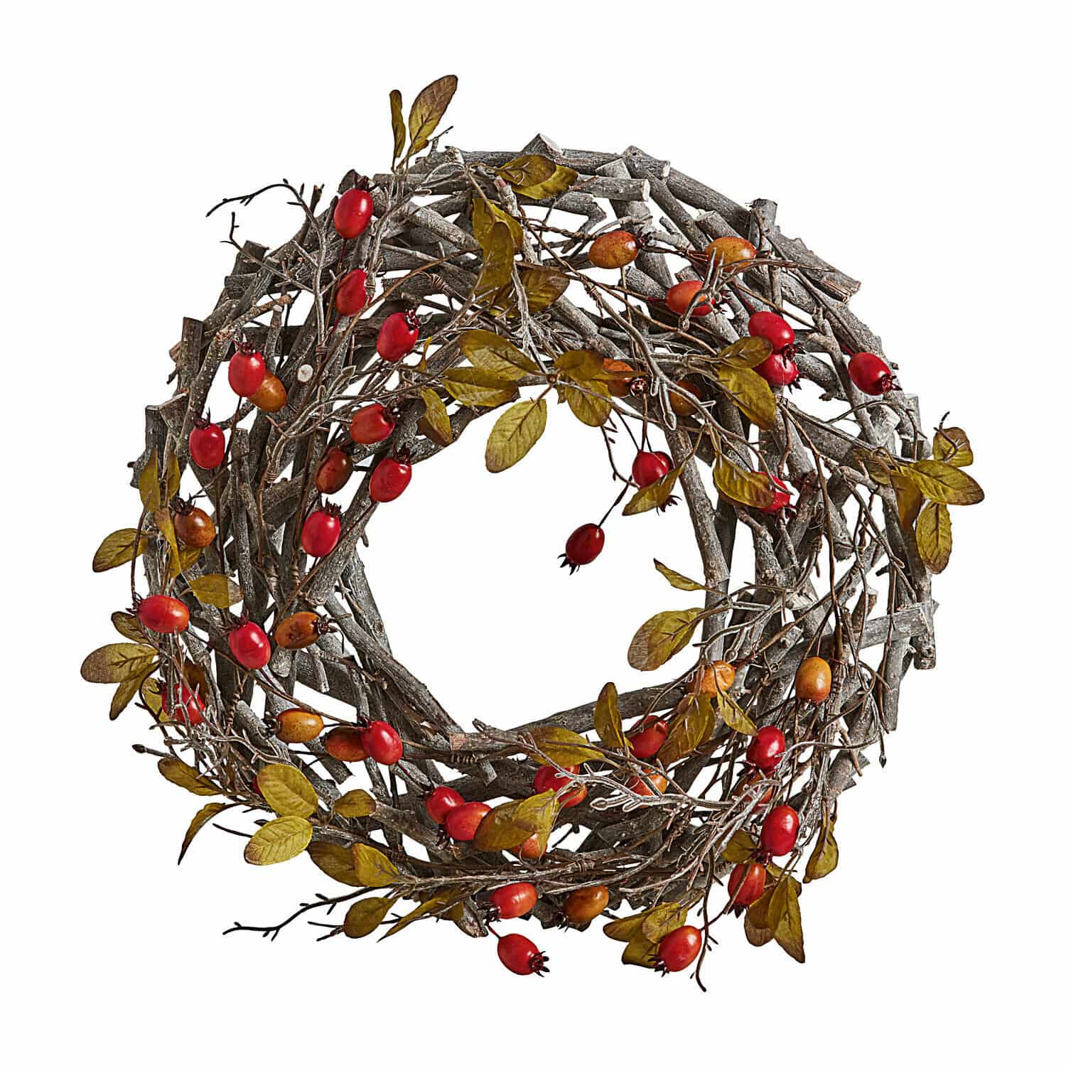 Couronne Mauriac Couronne décorative en branches avec baies rouges pour décoration automnale intérieure