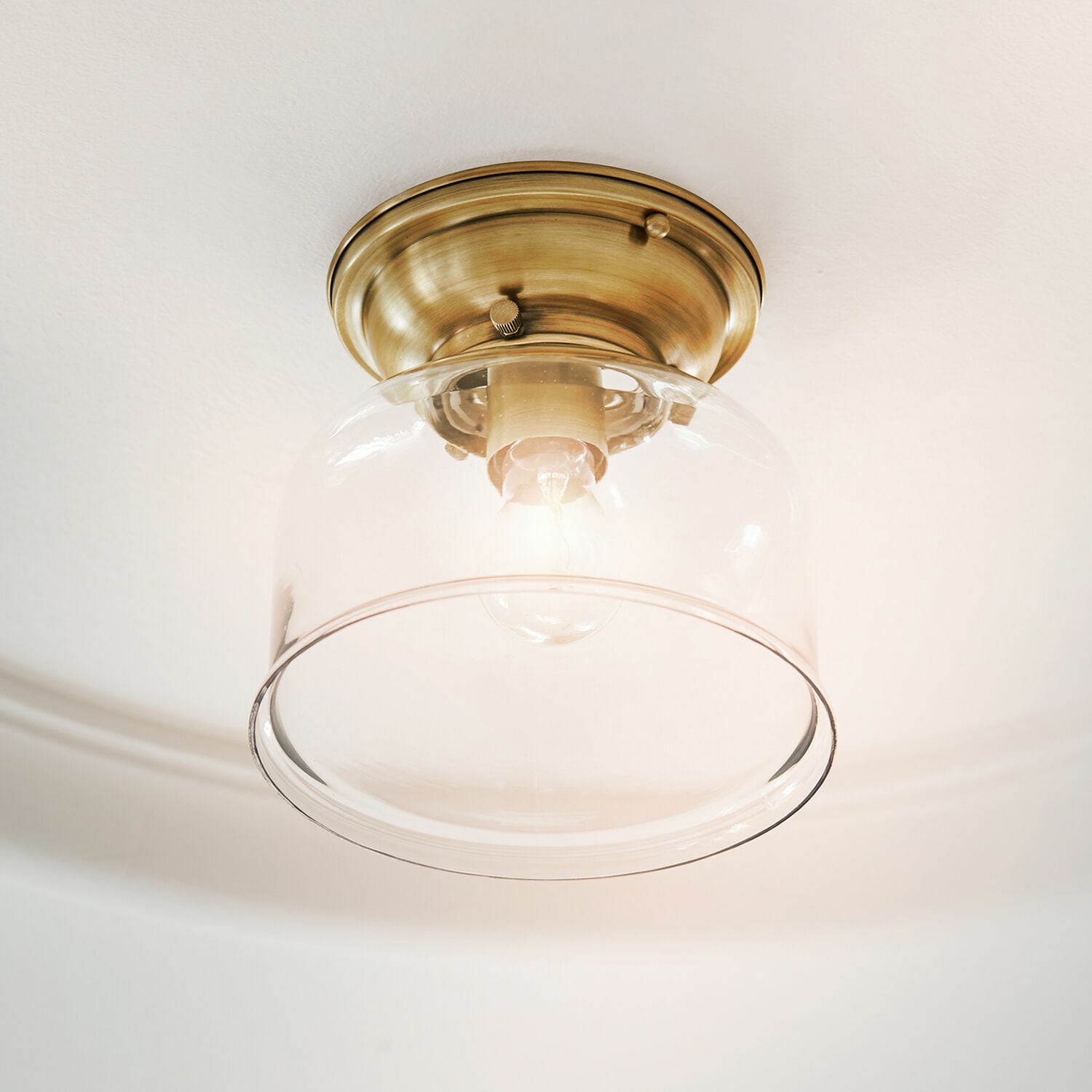 Plafondlamp Amélor Plafondlamp van messing met helder glas, klassiek ontwerp voor binnenverlichting
