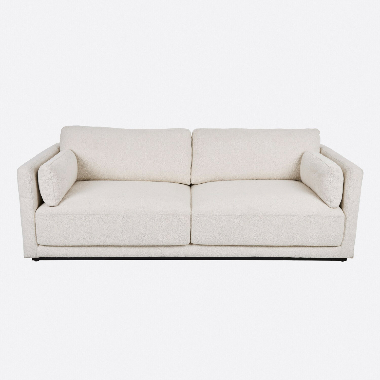 Canapé Thamira Canapé moderne crème en tissu doux avec deux coussins latéraux pour un salon confortable
