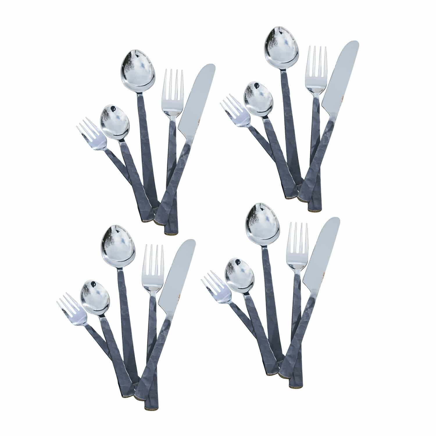 Service de couverts Millante en acier inoxydable avec manches noirs et têtes argentées, design moderne