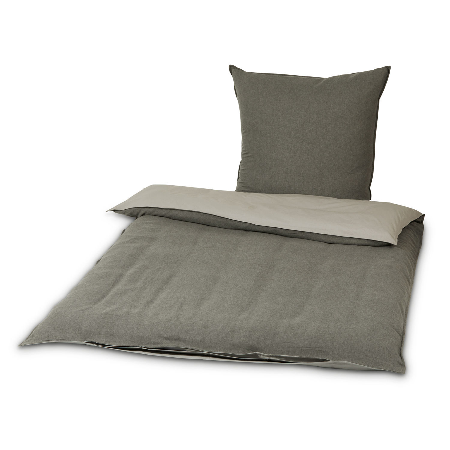 Parure de lit Mynatt Ensemble de literie gris et beige en tissu doux avec oreiller pour chambre confortable