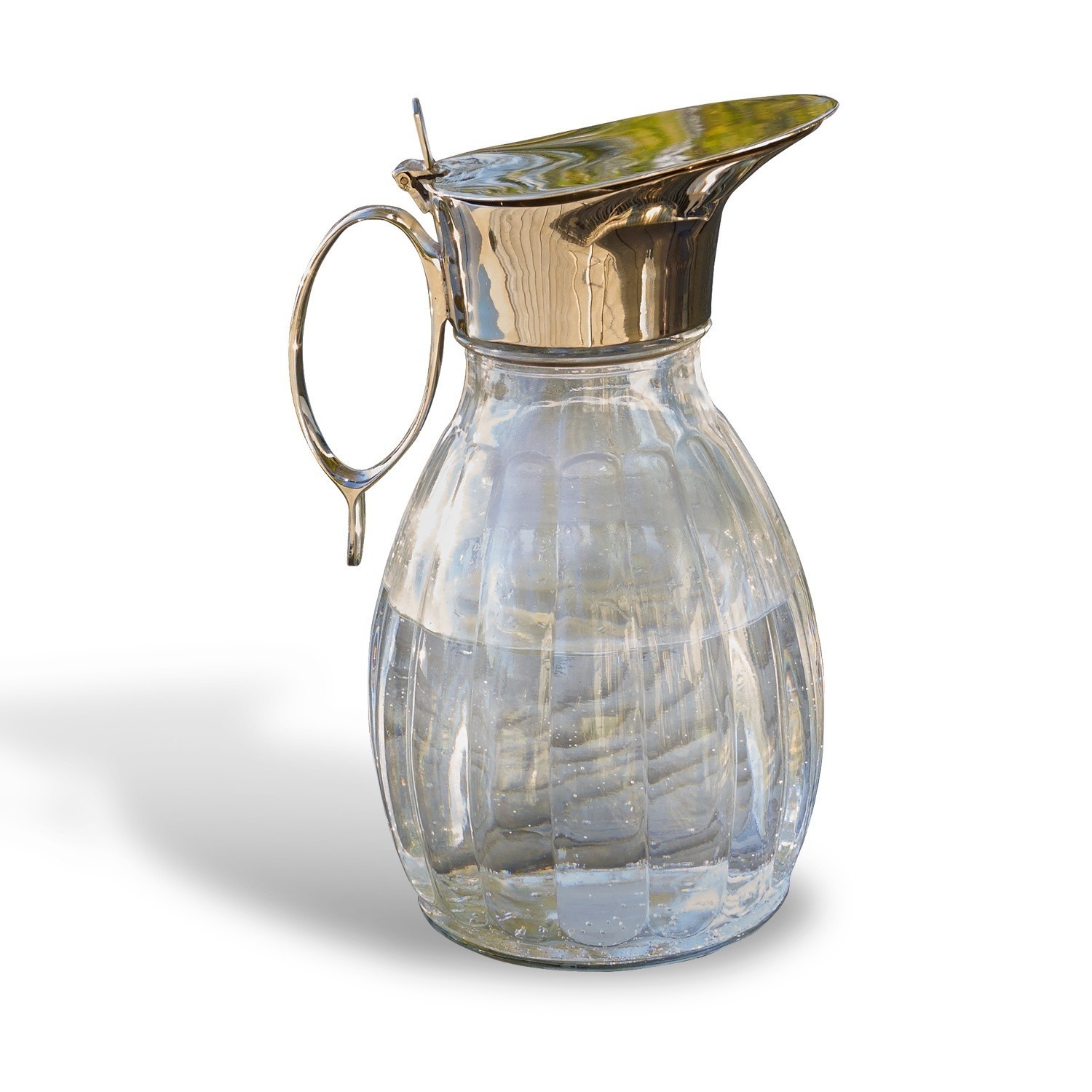 Pichet Agudelle Carafe en verre avec couvercle et poignée en métal argenté pour servir des boissons
