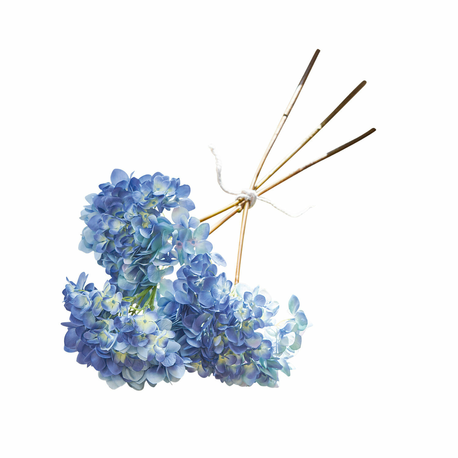 Ensemble de 3 fleurs décoratives amarante bleu et vert sur fond blanc, décoration intérieure