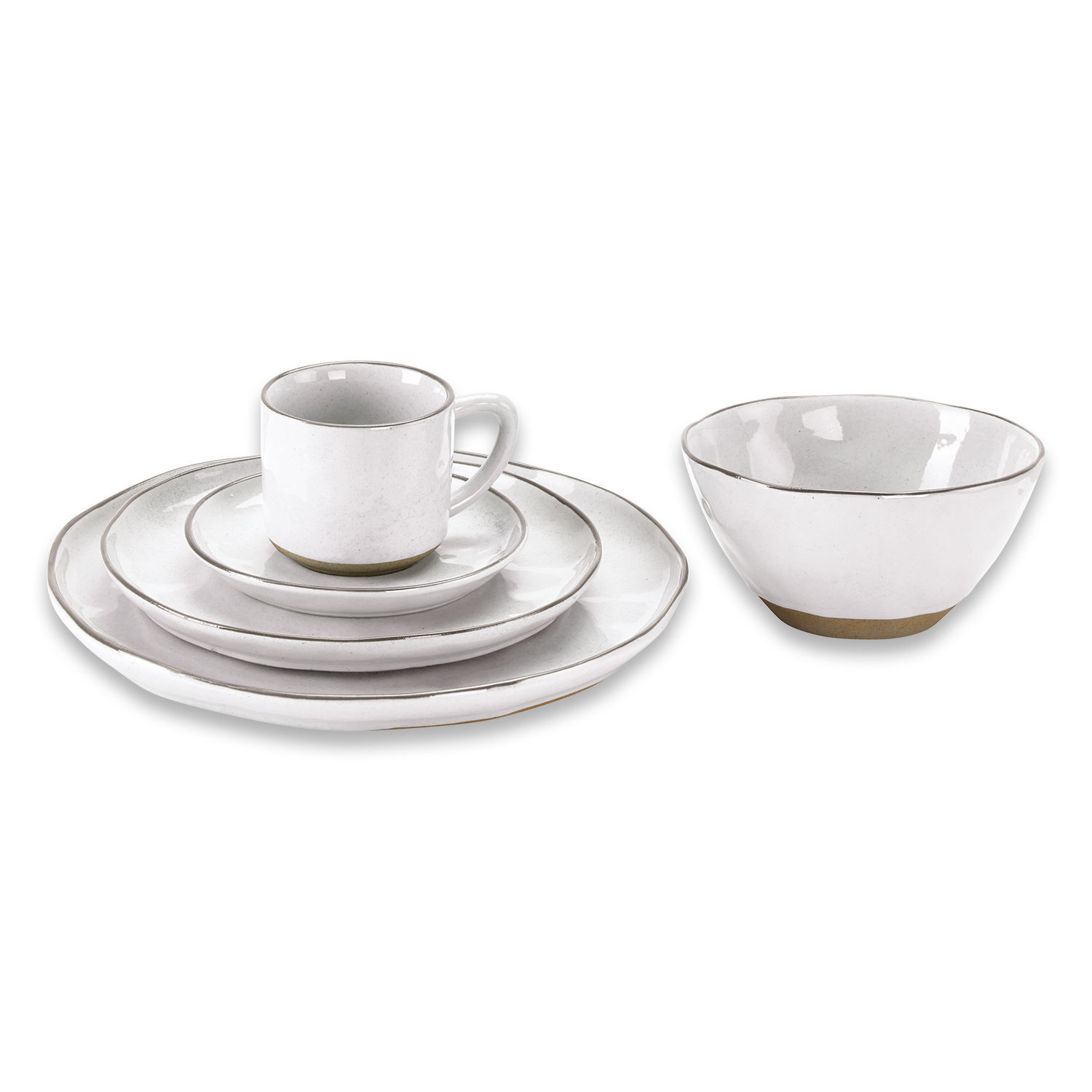 wit 30-delige set wit keramisch servies Biarritz met borden, kommen en kopjes voor dagelijks gebruik