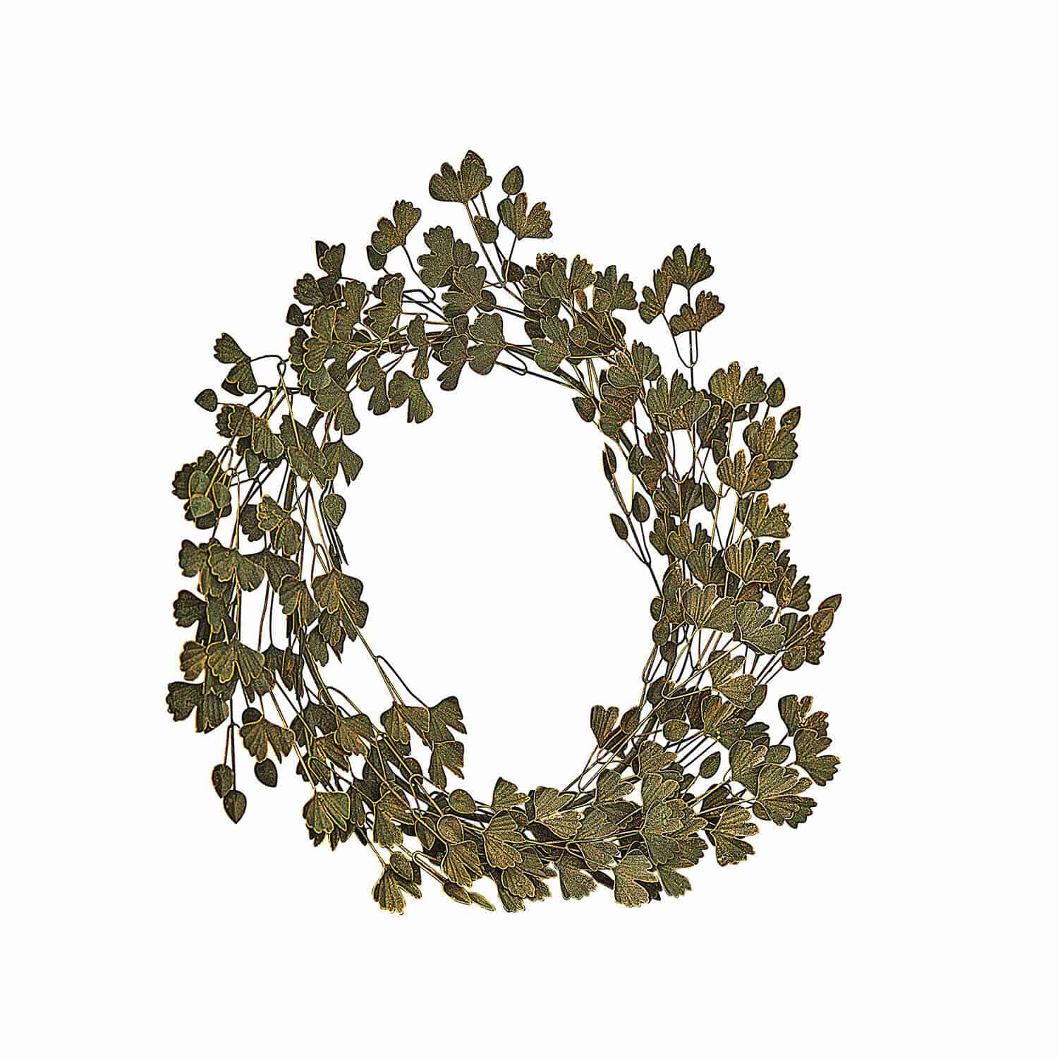 Krans Syrdarja Decoratieve krans van groene bladeren op metalen frame voor binnen- en seizoensdecoratie