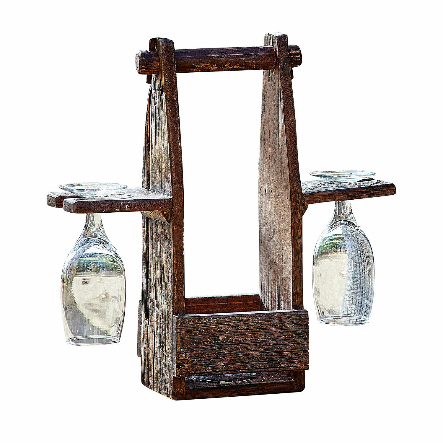 Verres et support Préalon Porte-verres en bois foncé rustique pour ranger et servir le vin avec style