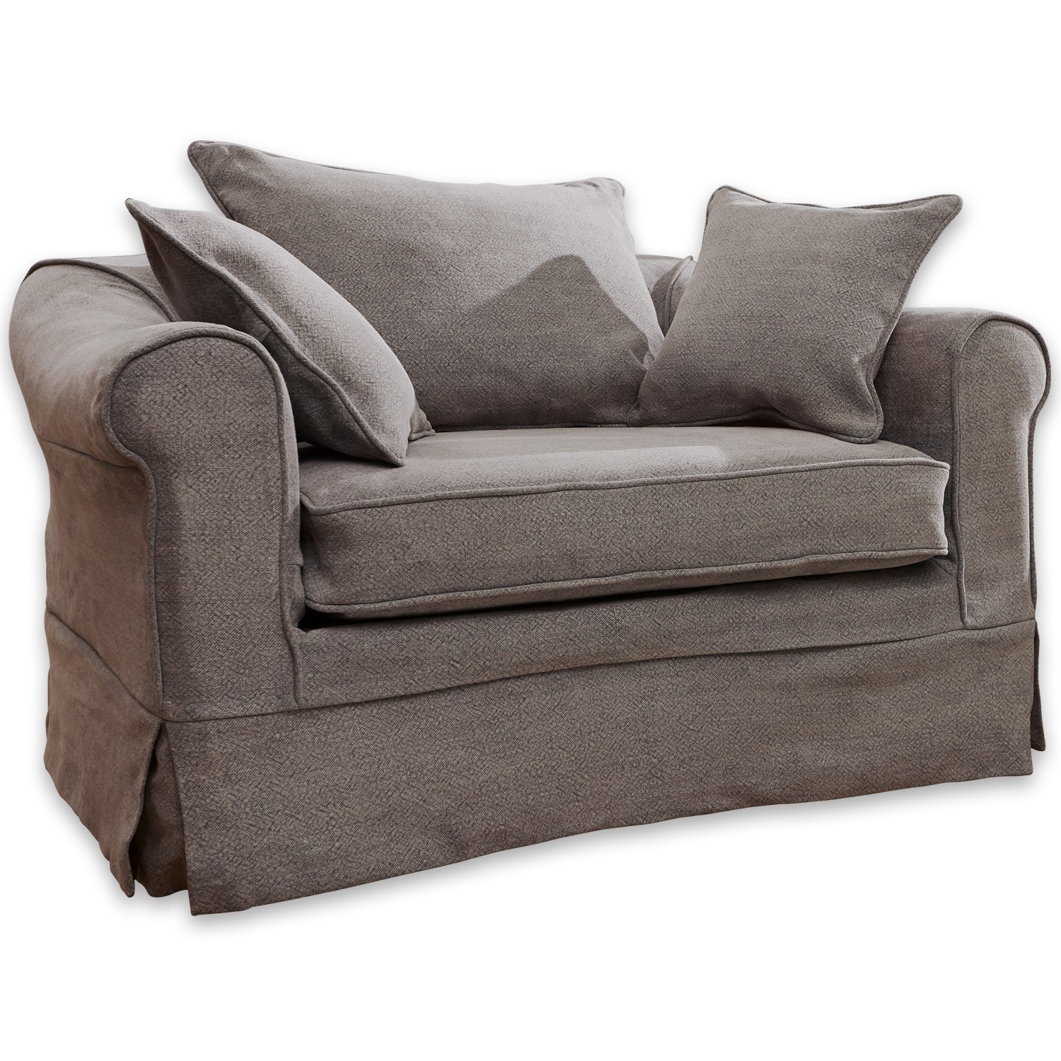 grijs Grijze Folsom fauteuil van stof met kussens, comfortabele woonkamerstoel