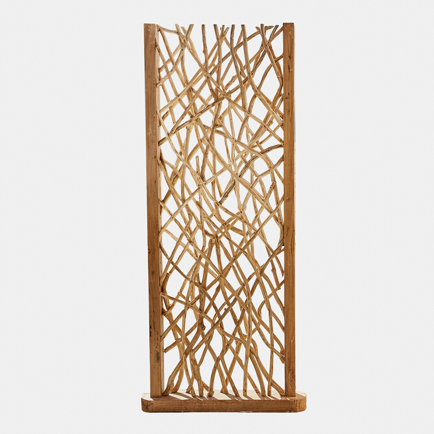 Roomdivider Sivenas Decoratief roomdivider van licht natuurlijk hout met opengewerkt patroon voor interieurinrichting